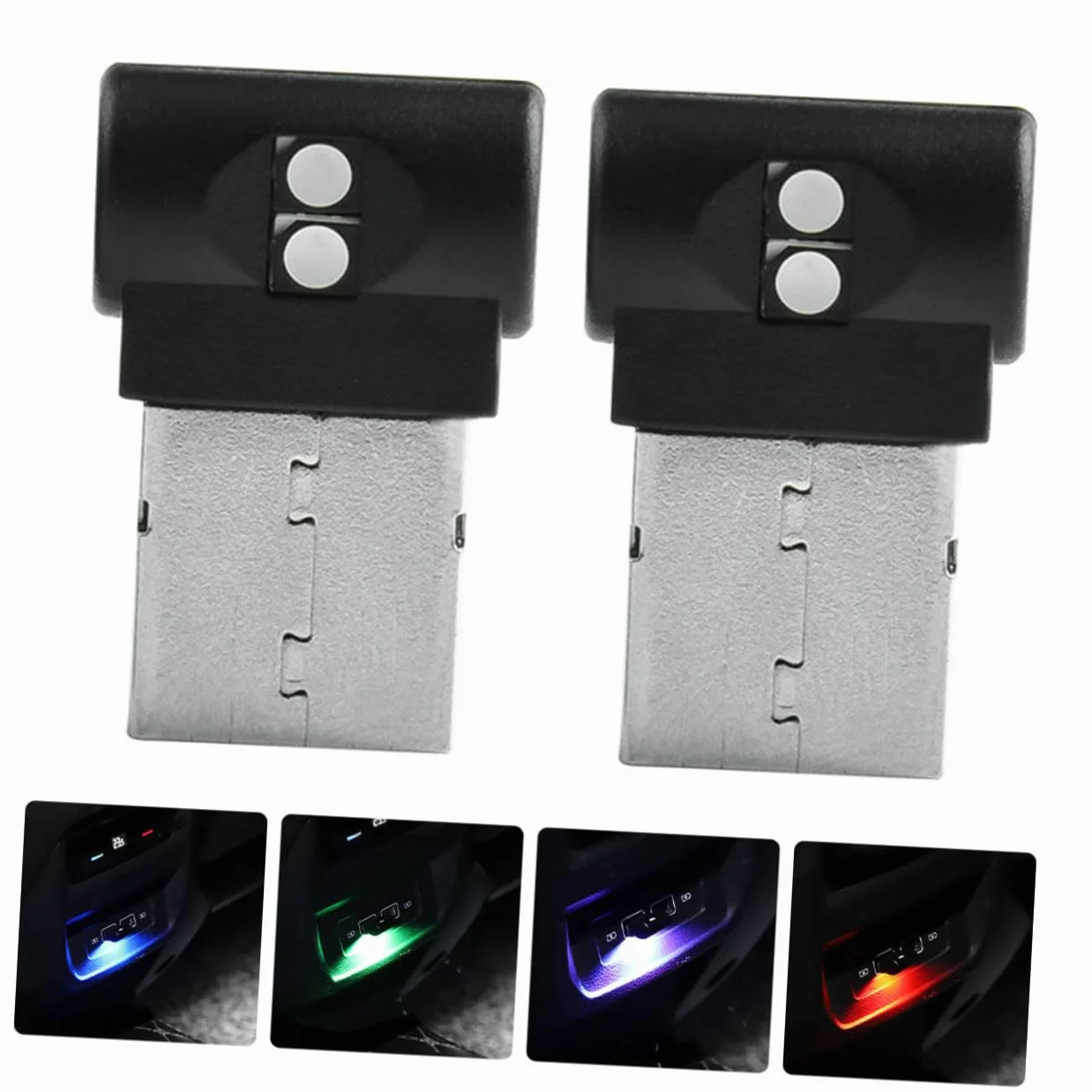 ULTECHNOVO 2 Pezzi Luci LED per Auto Interni USB Lampade Atmosfera Abs Nero