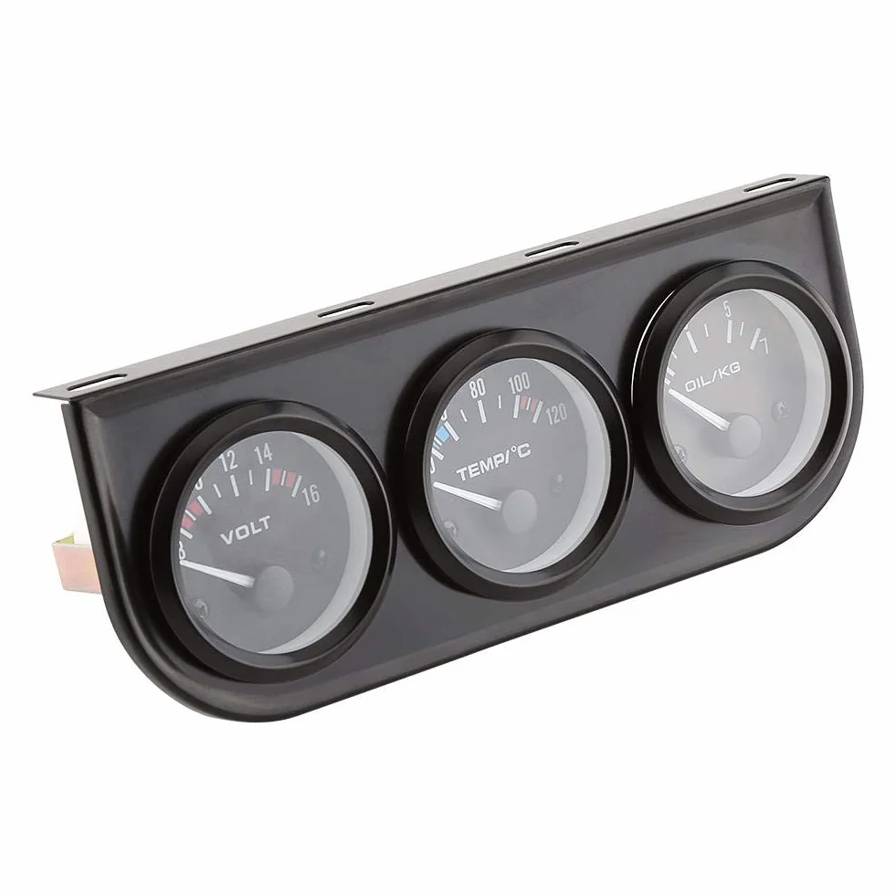 Sensore Temperatura Acqua Auto,52Mm Autogage Nero Consolle Olio/Volt/Manometro Acqua Con Acciaio Inossidabile, Kit Manometro Triplo Sostituzione Per Camion Auto
