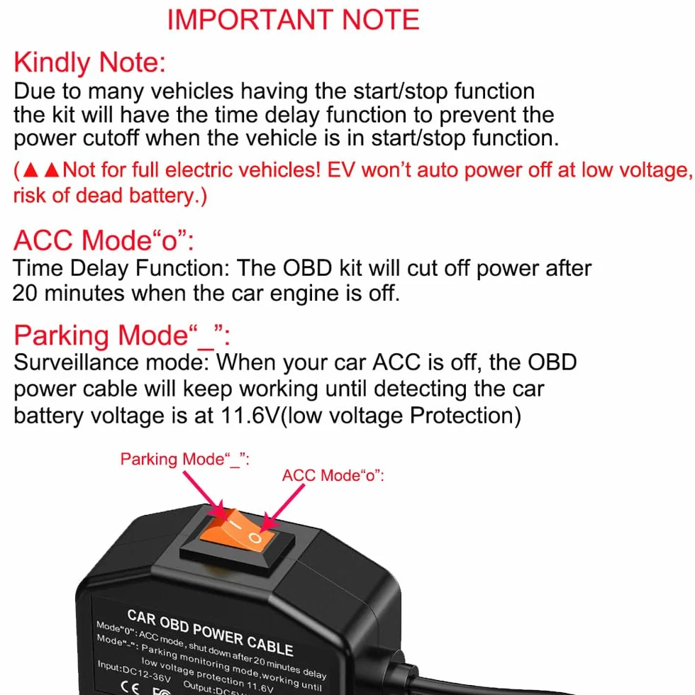 Gebildet Mini Kit Cablaggio OBD Dash Cam USB Cavo Alimentazione 12-24V 5V/3A Protezione Bassa Tensione Sorveglianza Parcheggio 24h