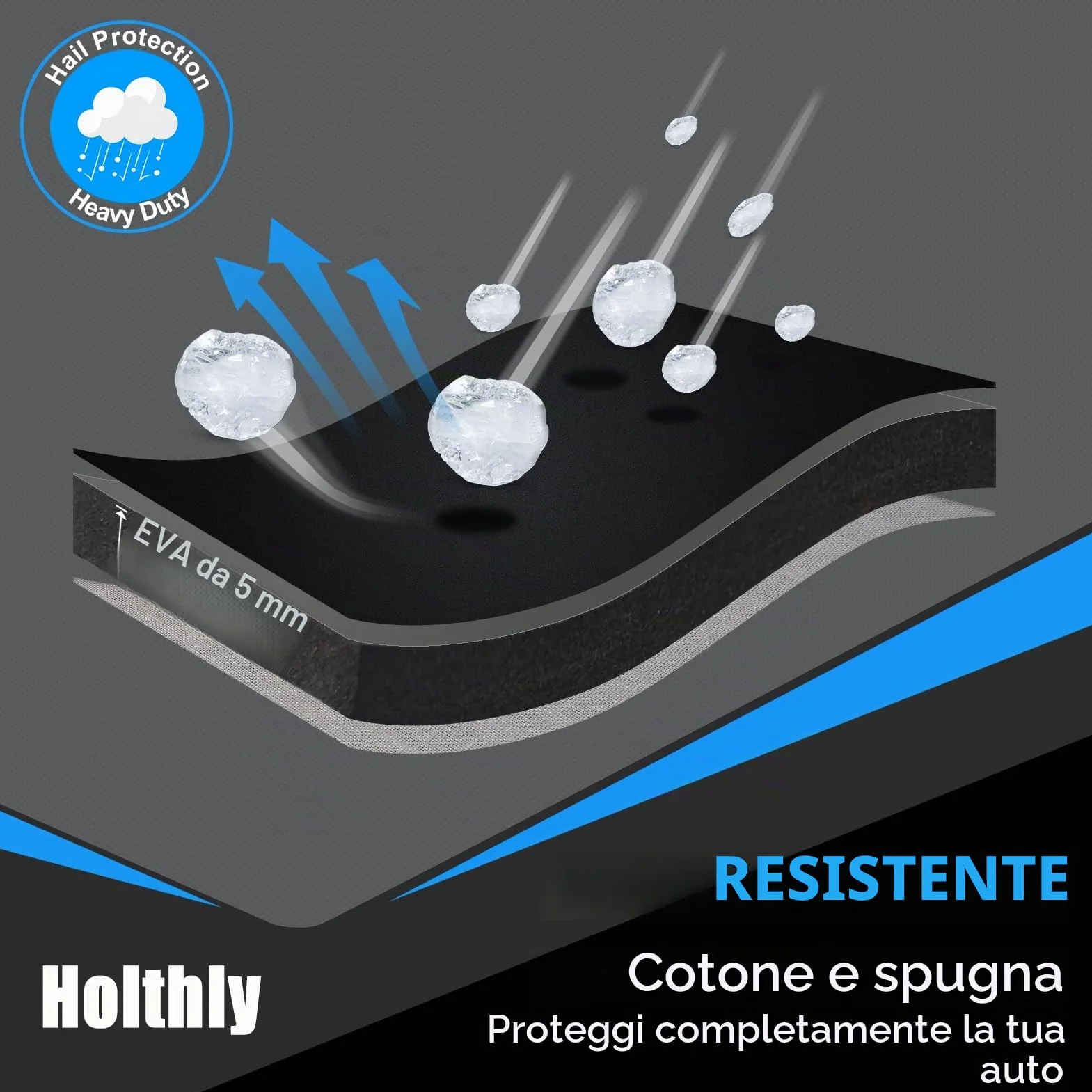 Telo Copriauto Antigrandine, Holthly Copertura Impermeabile Anti UV Vento Antipolvere, Copri Protezione Grandine Adatto per Coupé/Berlina Fino 420 a 450 cm 3M