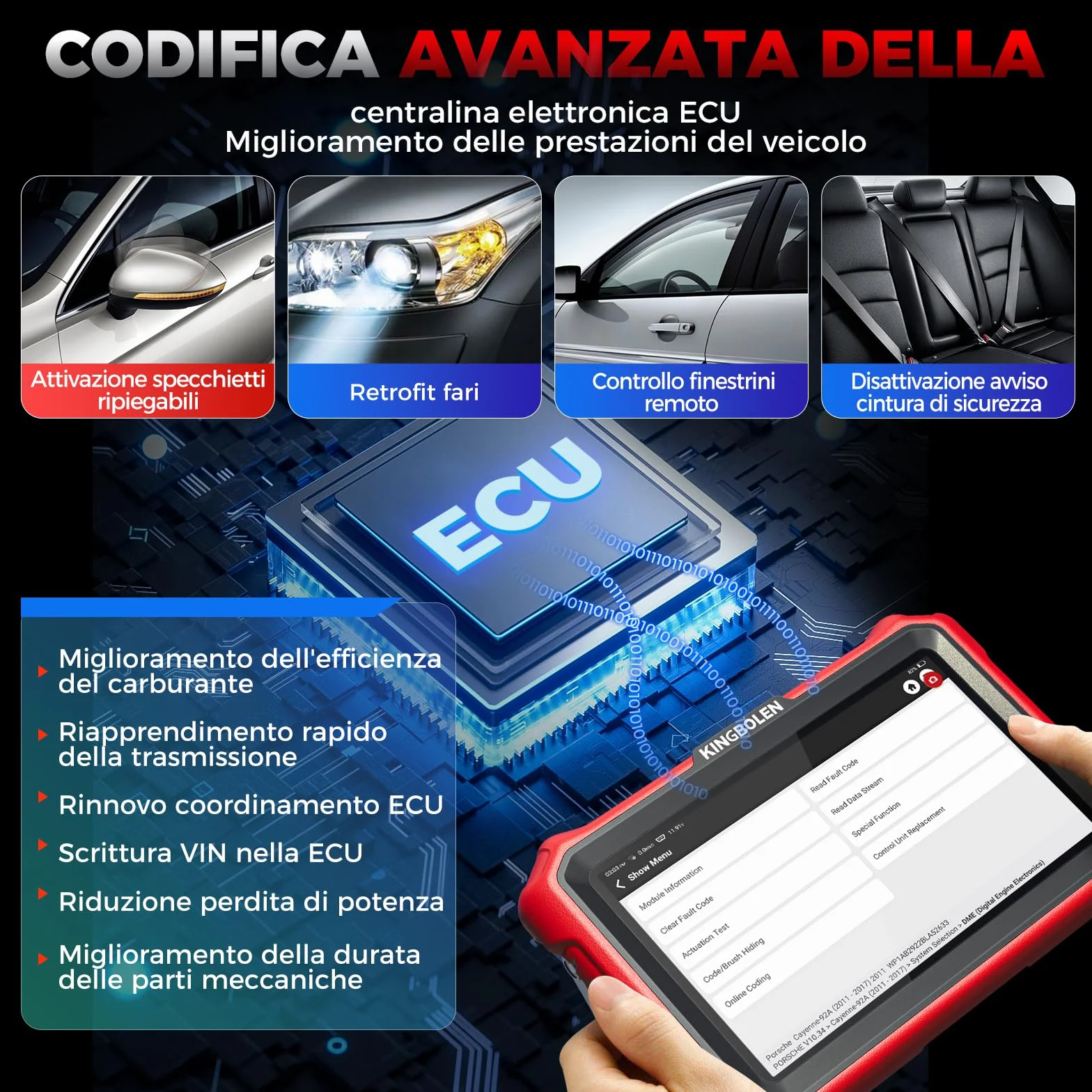 KINGBOLEN K8 Pro Diagnosi Auto Bidirezionale OBD2, Codifica ECU Online, 42+ Reset, CANFD&DOIP, FCA SGW