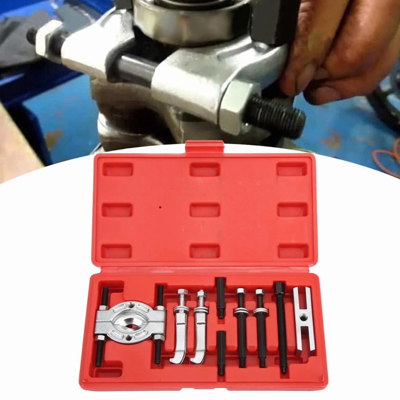 9pcs Set Estrattori per Separatori Cuscinetti Set Estrattori per Separatori di Cuscinetti Kit di Strumenti per La Rimozione di Cuscinetti Portatili Separatore di Cuscinetti in Metal