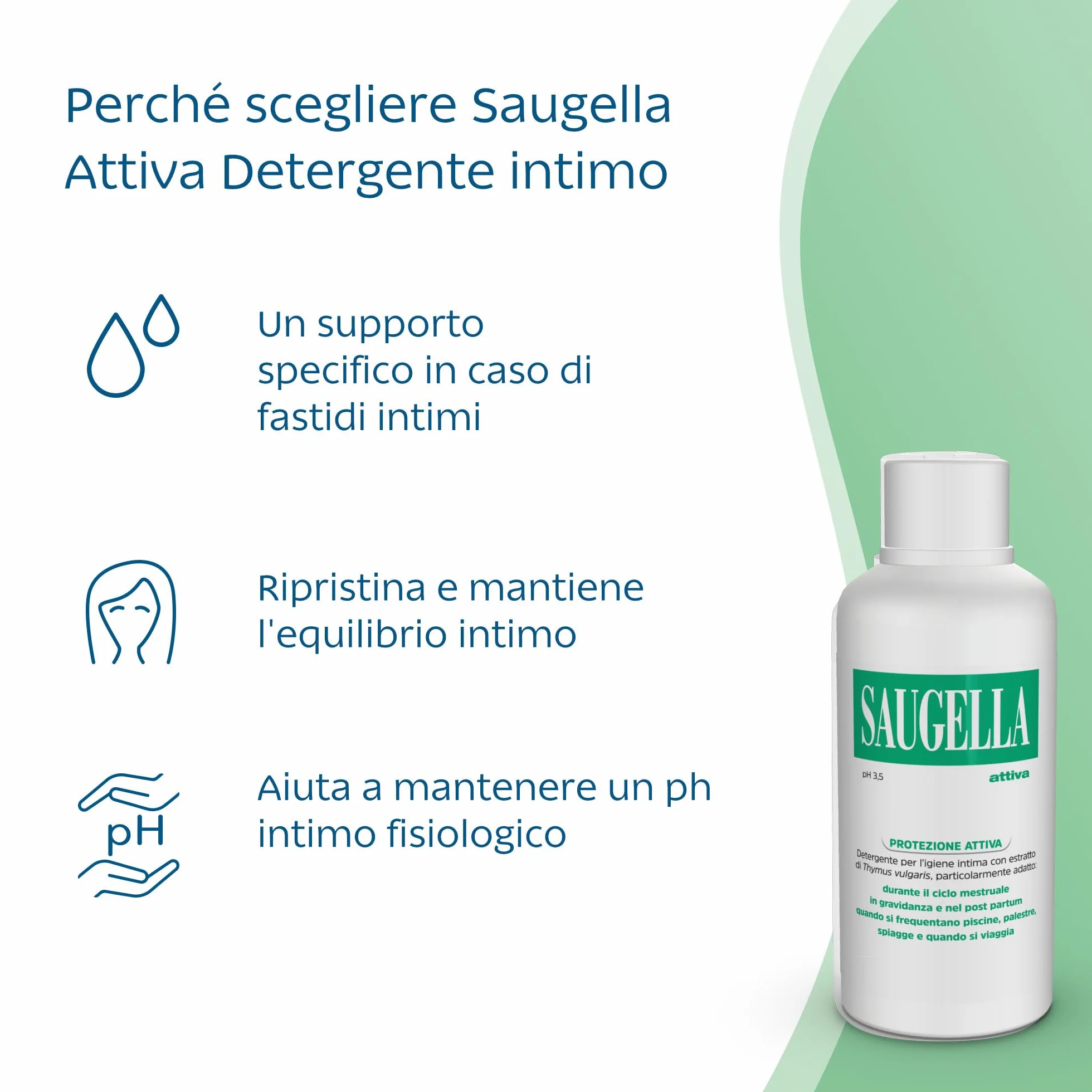 Saugella Attiva Detergente Intimo Antibatterico pH 3.5 750 ml