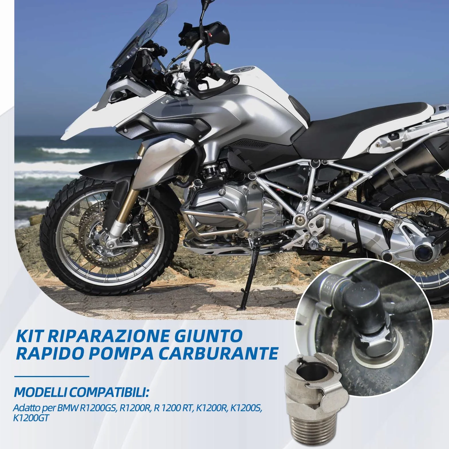 Kit riparazione attacco rapido pompa carburante metallo BMW R1200GS R1200R R1200RT K1200R K1200S K1200GT 3/8 pollice