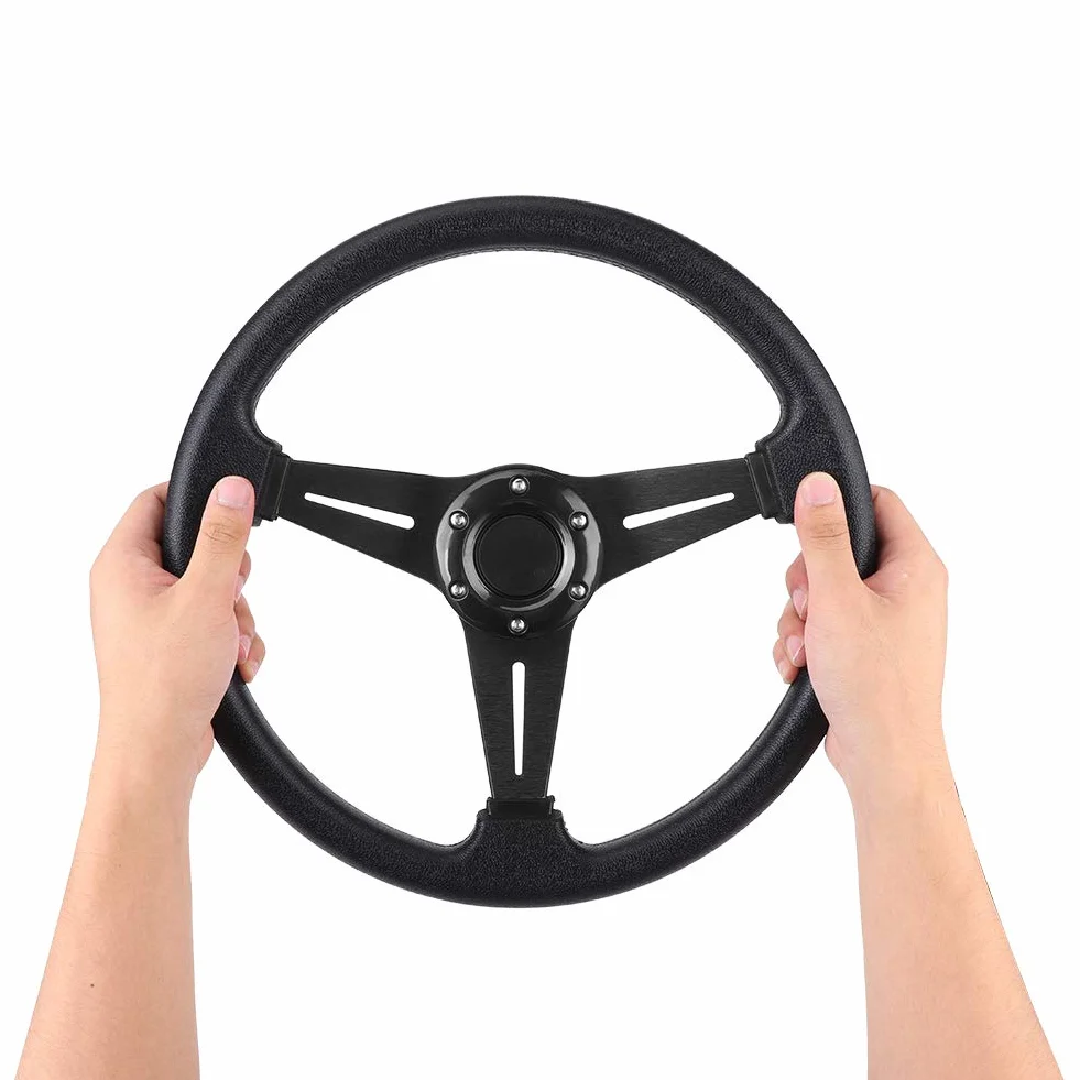 Volante Sportivo Universale 350 Mm 14 Pollici Fondo Piatto Nero