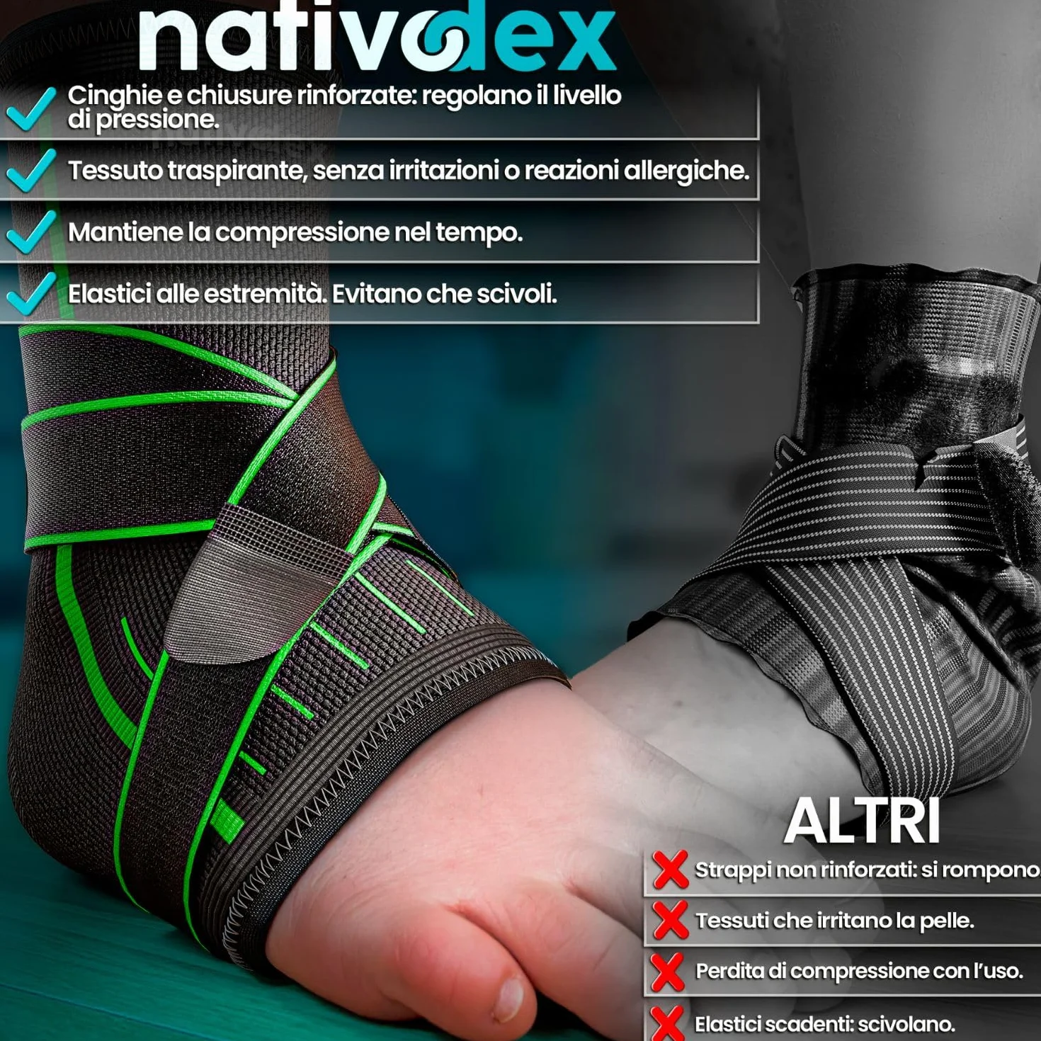 NativoDex Cavigliera Ortopedica Regolabile per Distorsione, Fascite Plantare e Tendinite