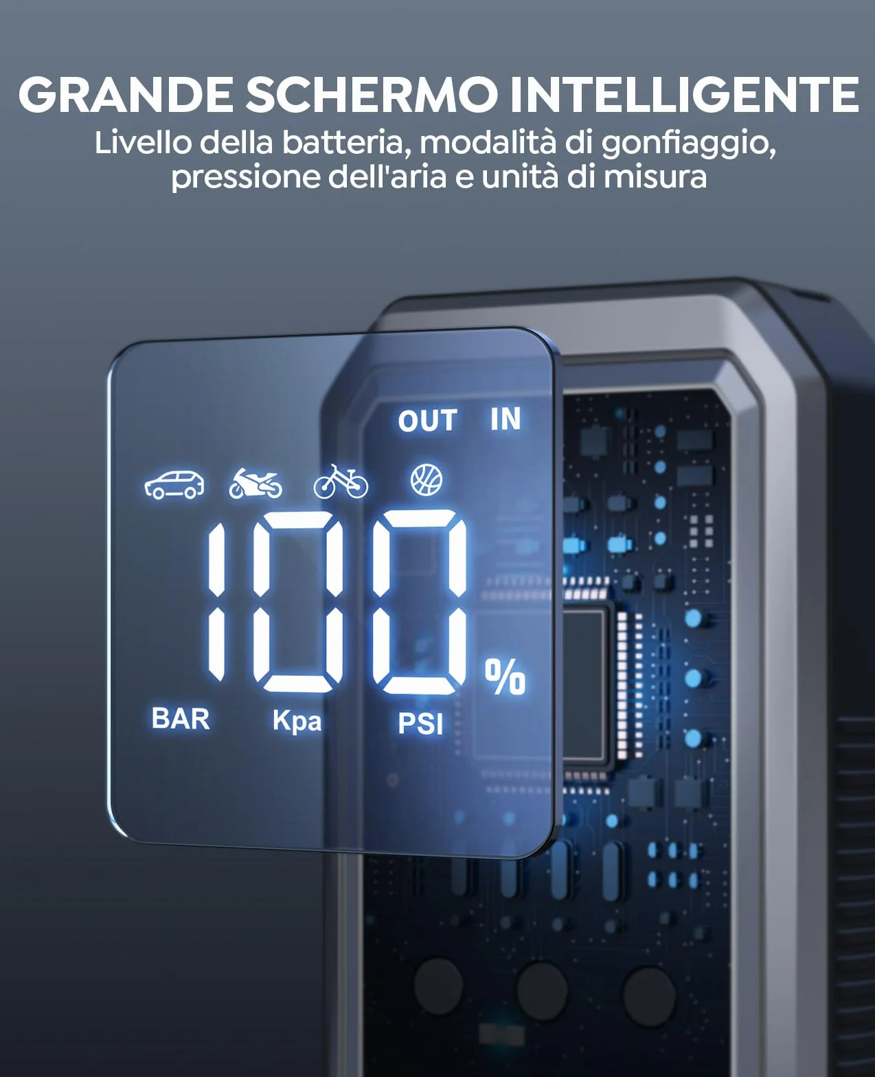 Avviatore Emergenza per Auto con Compressore 150PSI 8000A 21800mAh, YaberAuto Booster Avviamento Auto/Moto (Tutti Gas/10.0L Diesel), 12V Starter Batteria con Ricarica Rapida 18W,Uscita DC 160W,Torcia