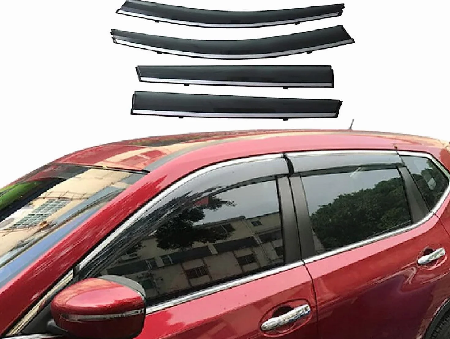 Deflettori d'Aria Antiturbo per Nissan Qashqai J11 2016-2021, Deflettori Aria Auto Deflettore Pioggia Antivento Paravento Antipioggia Frangivento