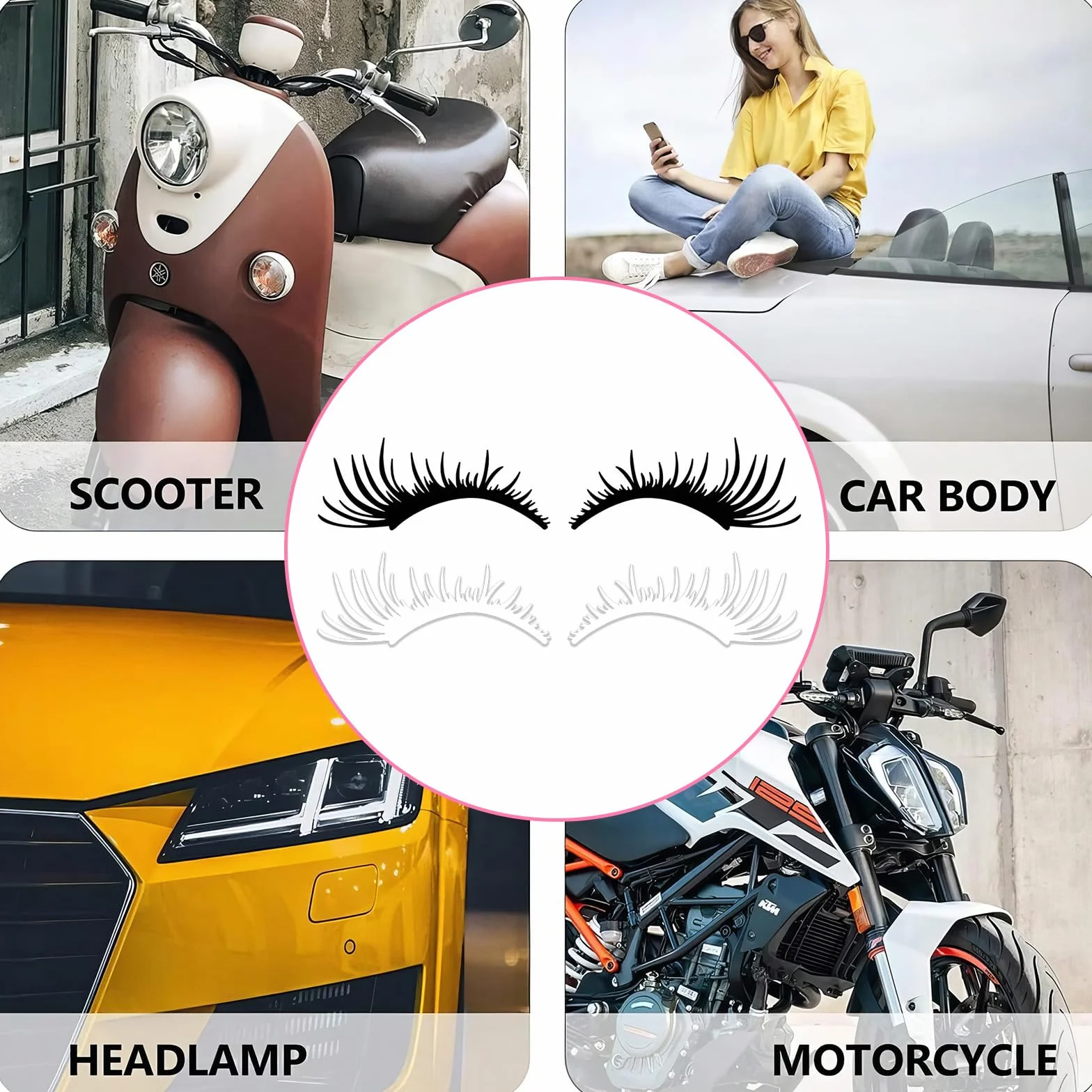 Adesivo Cigli dell'automobile Adesivo per Paraurti Sopracciglia Ciglia Adesivi per Auto Luce Adesivo per Paraurti Ciglia Rimovibili, Adesivo Decorativo