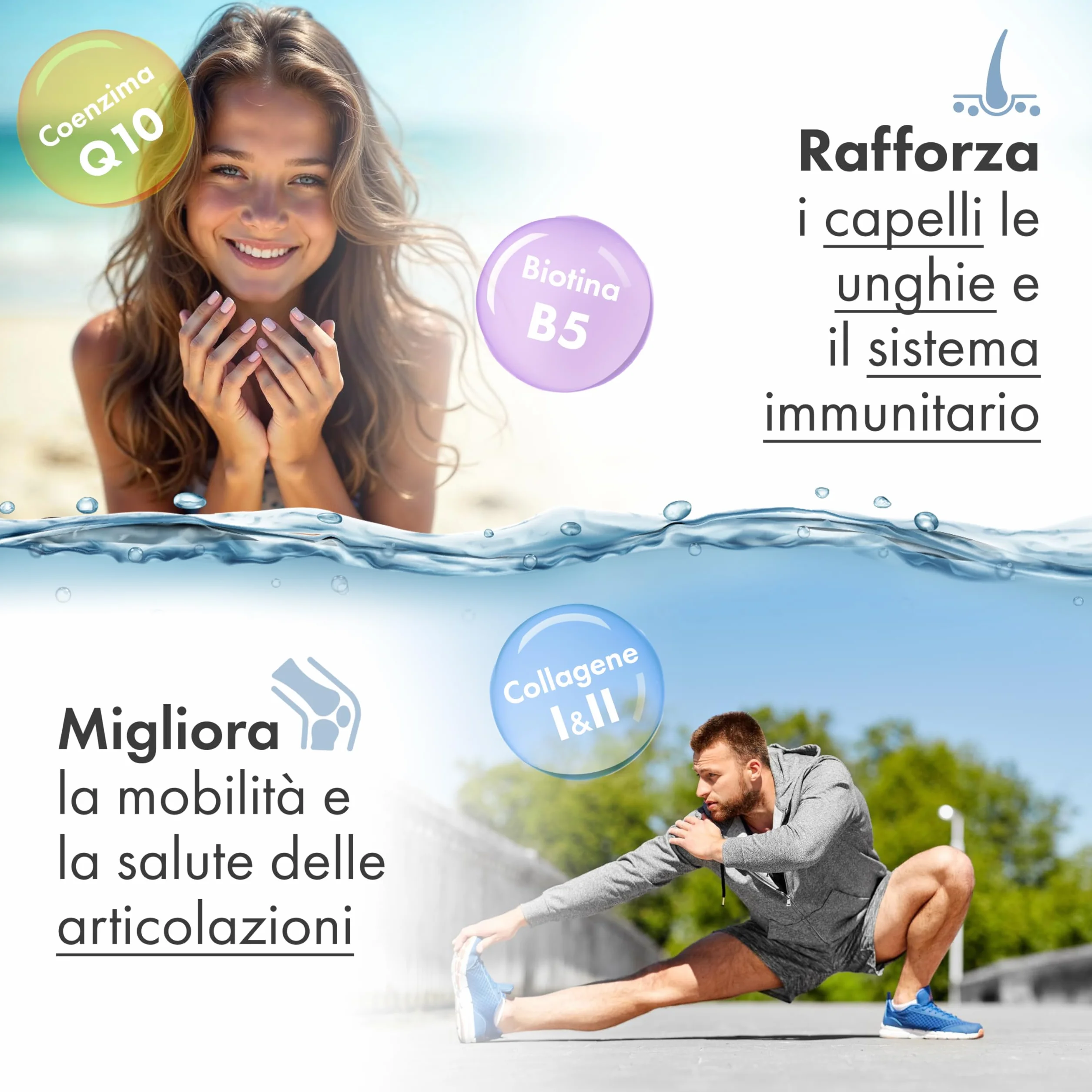 Collagene Marino con Acido Ialuronico 240 Compresse 2400mg Integratore Biotina Zinco Selenio Vitamina C Coenzima Q10