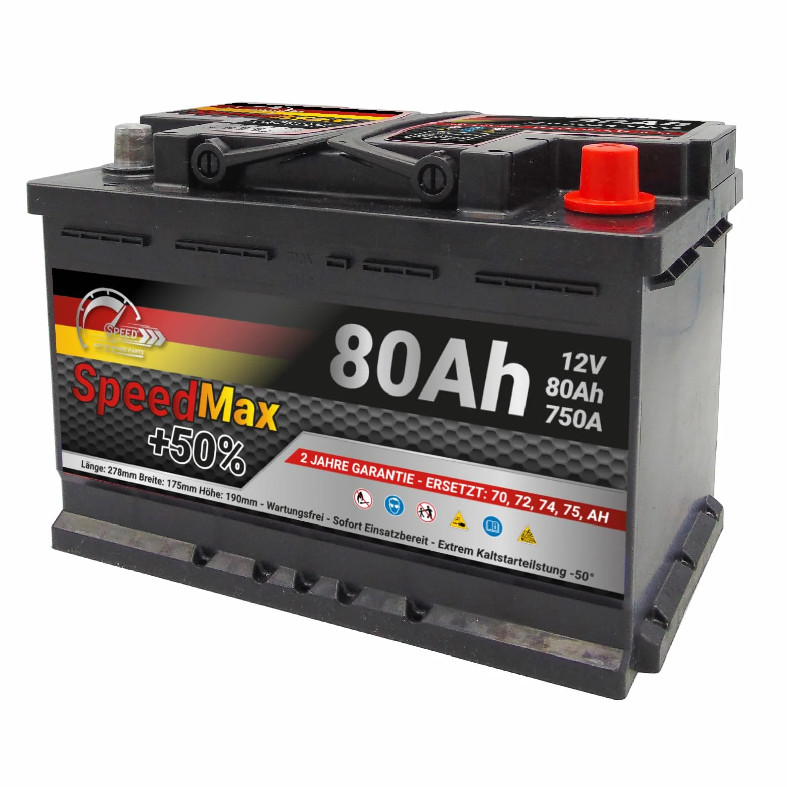 SMC Batteria Auto Speed Max L3-80Ah 750A EN 12V Polo Positivo Destra