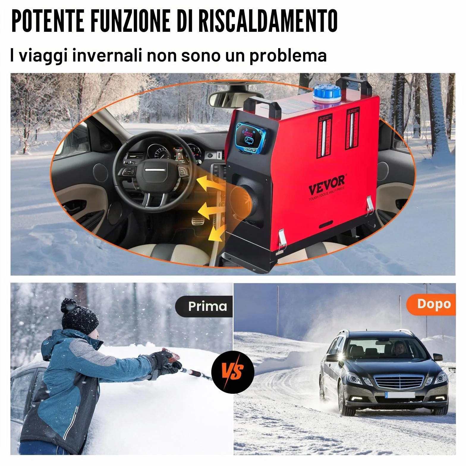 VEVOR scaldabagno diesel 12V 8kW riscaldamento aria 0,18-0,48 cm per auto camper