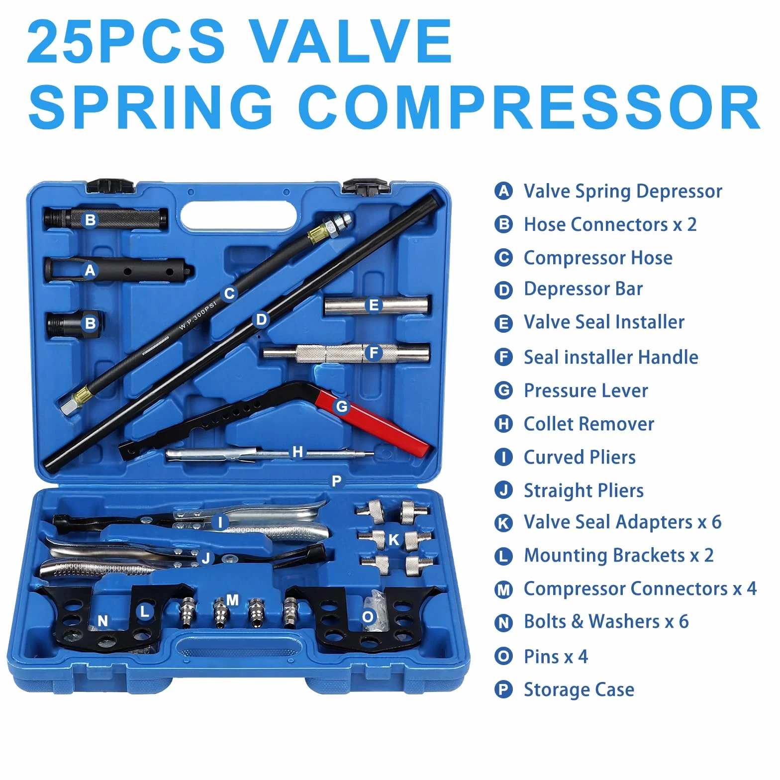 CPROSP Compressore per Molla della Valvola Universale, Riparazione della Guarnizioni per valvole, Adatto per Motori a valvole 8, 16 e 24, per Compressore OHV OHC