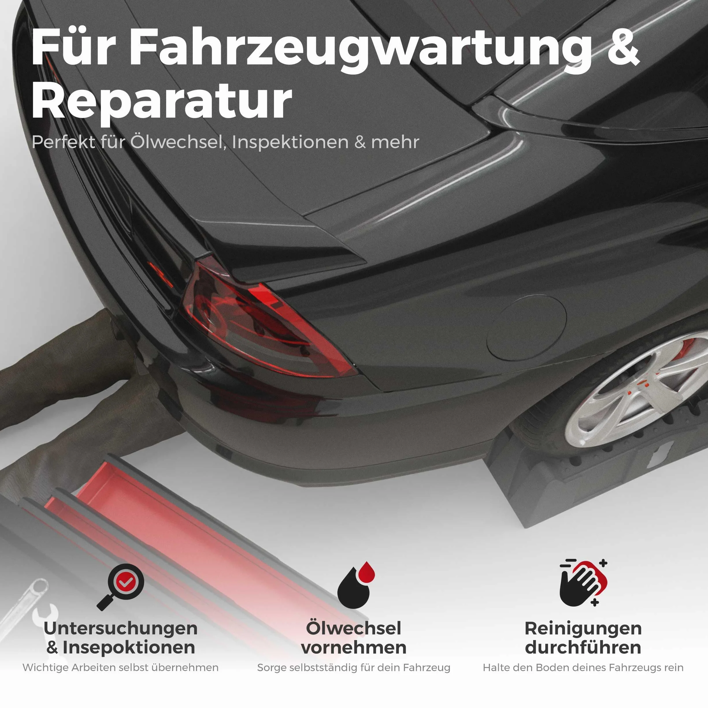 Set di 2 rampe di carico per auto, auto e rimorchi, rampa per auto fino a 5 tonnellate di carico – aiuto di carico per camper, garage e officina – ad alta capacità come alternativa al cric