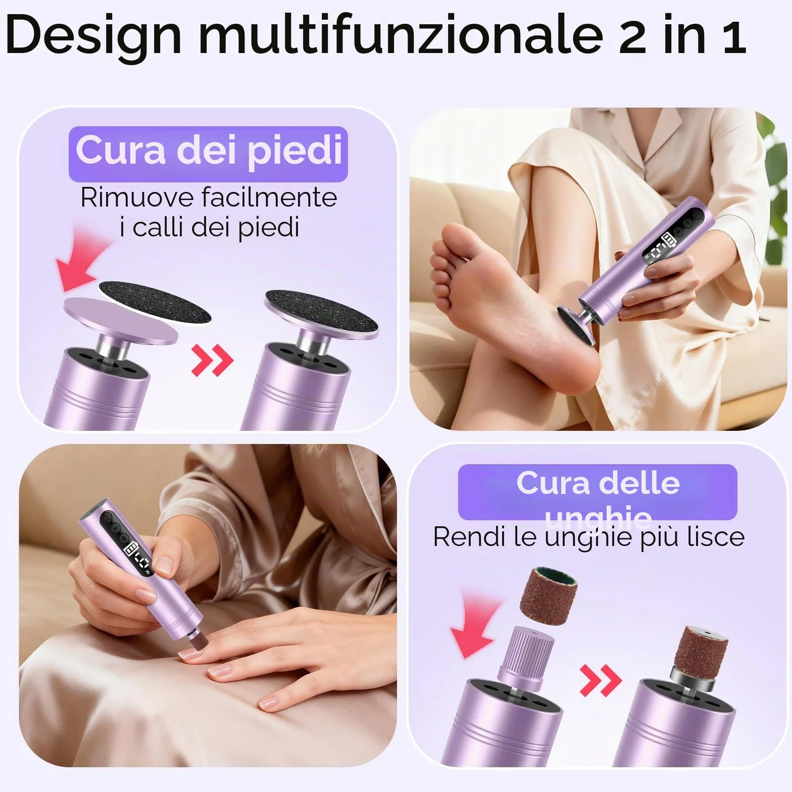 Pedicure Elettrico Professionale 9 Velocità Ricaricabile Lima Elettrica per Piedi e Talloni