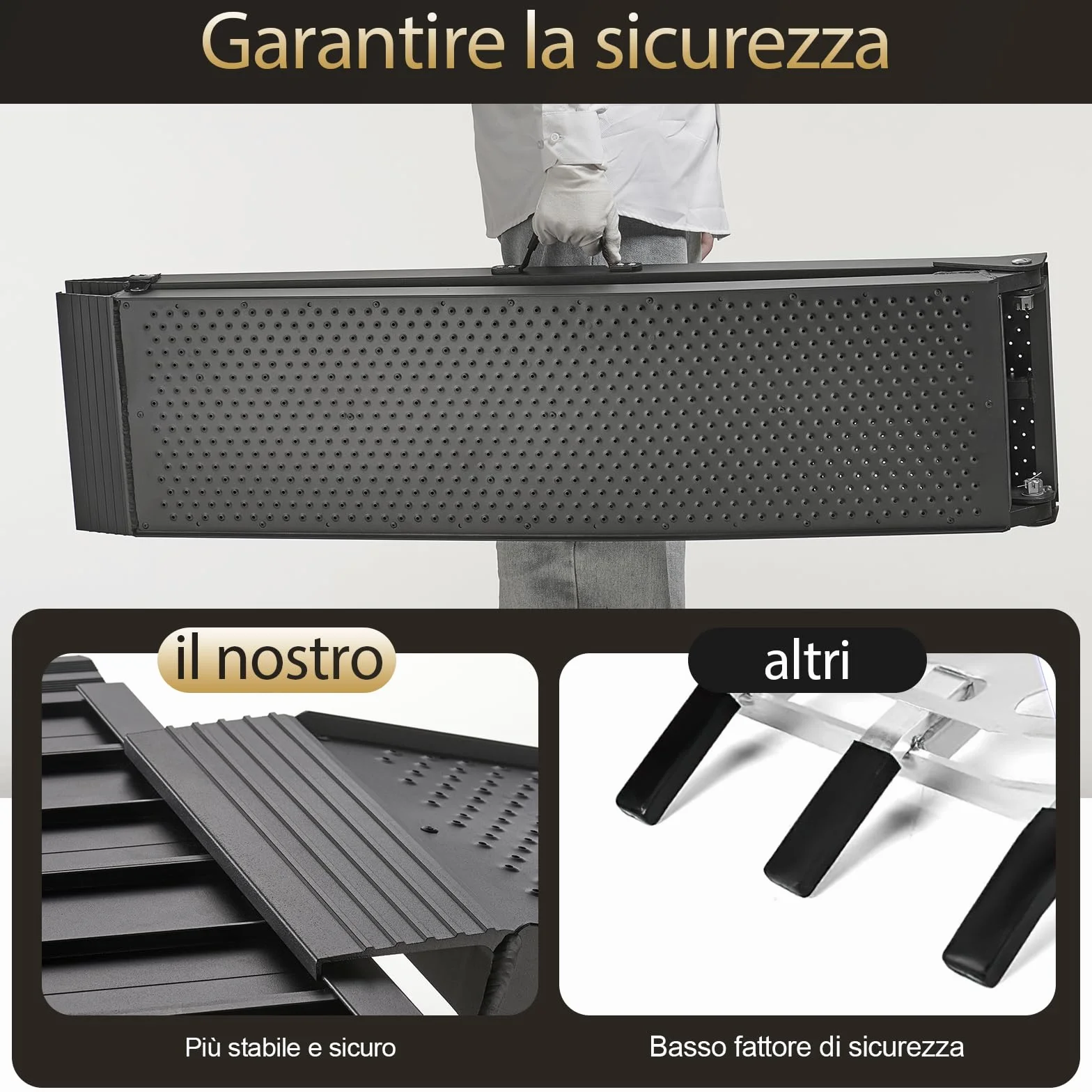 gardhom Rampe per Auto Pieghevole 340Kg Alluminio Rampe di Carico Portatile 228x28x4.5cm Rampa Moto, Adatta A Tosaerba, Biciclette e Quad