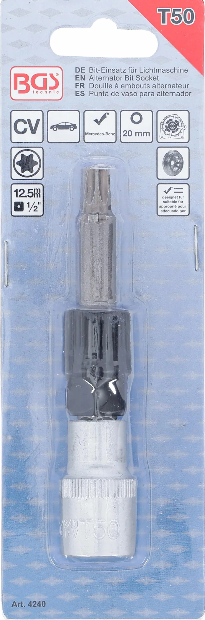 BGS 4240 | Bussola per alternatore | 12,5 mm (1/2") | profilo a T (per Torx) T50