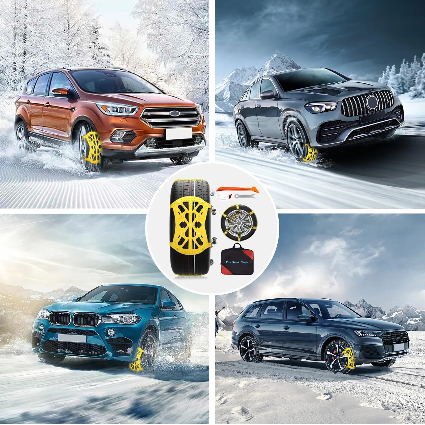 Catene da Neve Universali 6 Confezioni per Pneumatici 165-285mm Auto SUV ATV 215 55 17 215 65 R16 R17 R18 205 55 R16 R17 R18