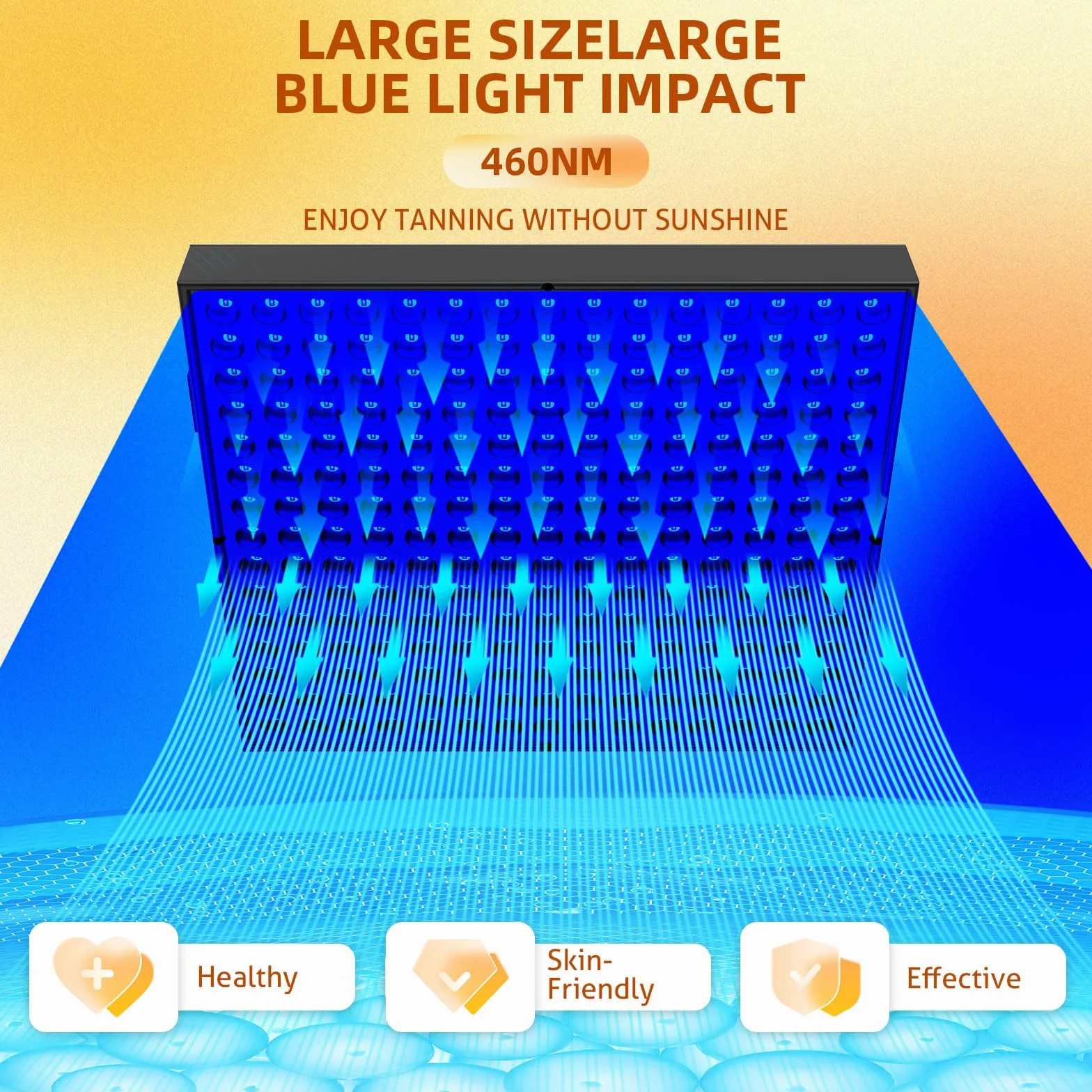 Lampada abbronzante 225 pezzi 460 NM solarium viso supporto regolabile ganci sospesi nero