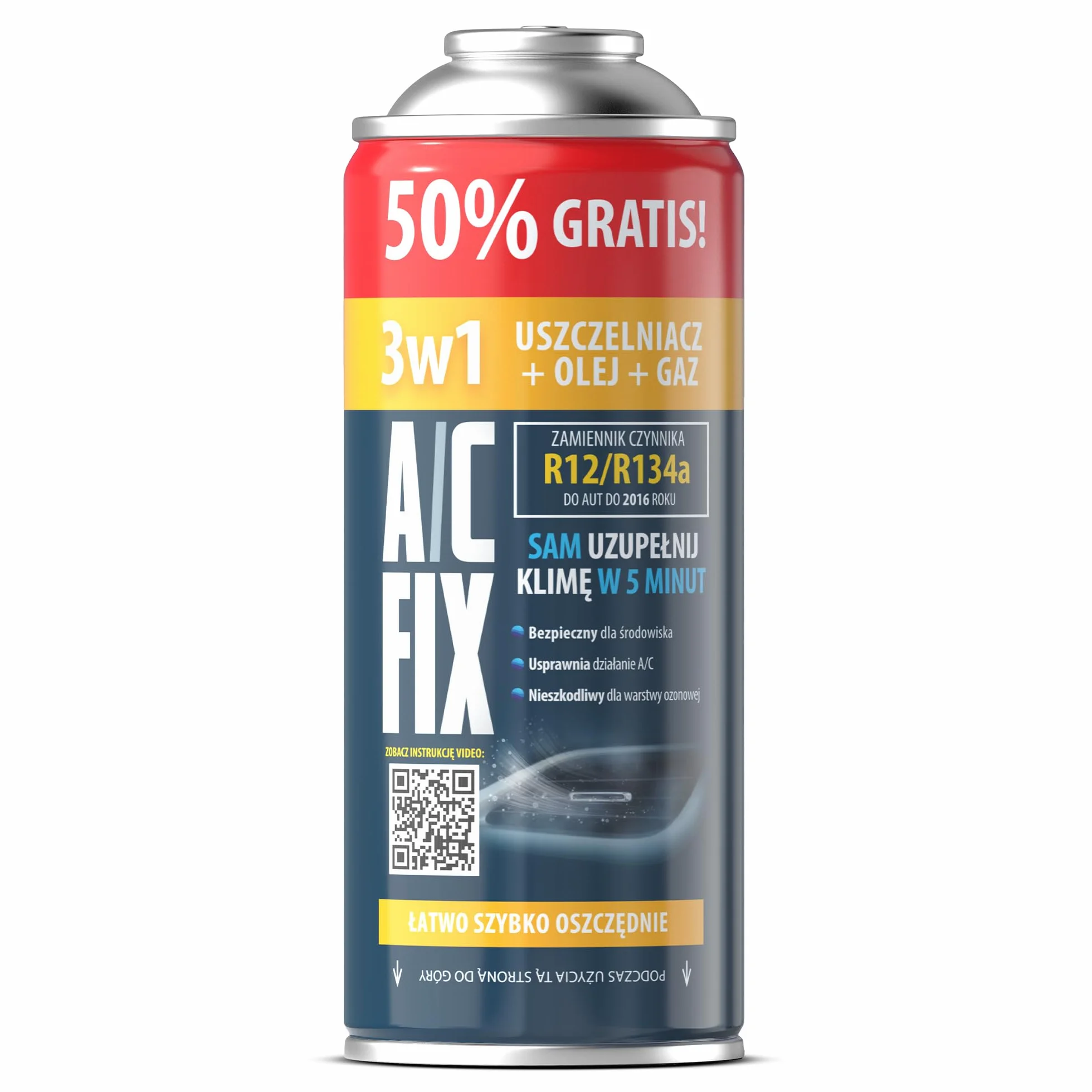 AC FIX 5-in-1 – R134a + 3 in 1 R134a XL 470 g Refrigerante per climatizzatori auto con olio, sigillante, colorante UV, essiccante – Protegge il compressore