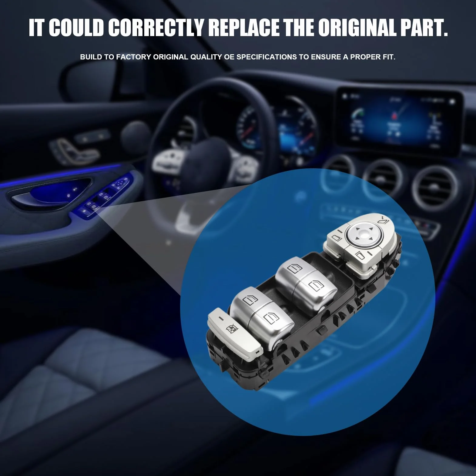 Interruttore Alzacristallo Elettrico compatibile con Merce-des Classe C W205 AMG S205 GLC X253 Classe A Pulsante Finestrino Laterale Conducente 2229056800 2059056811