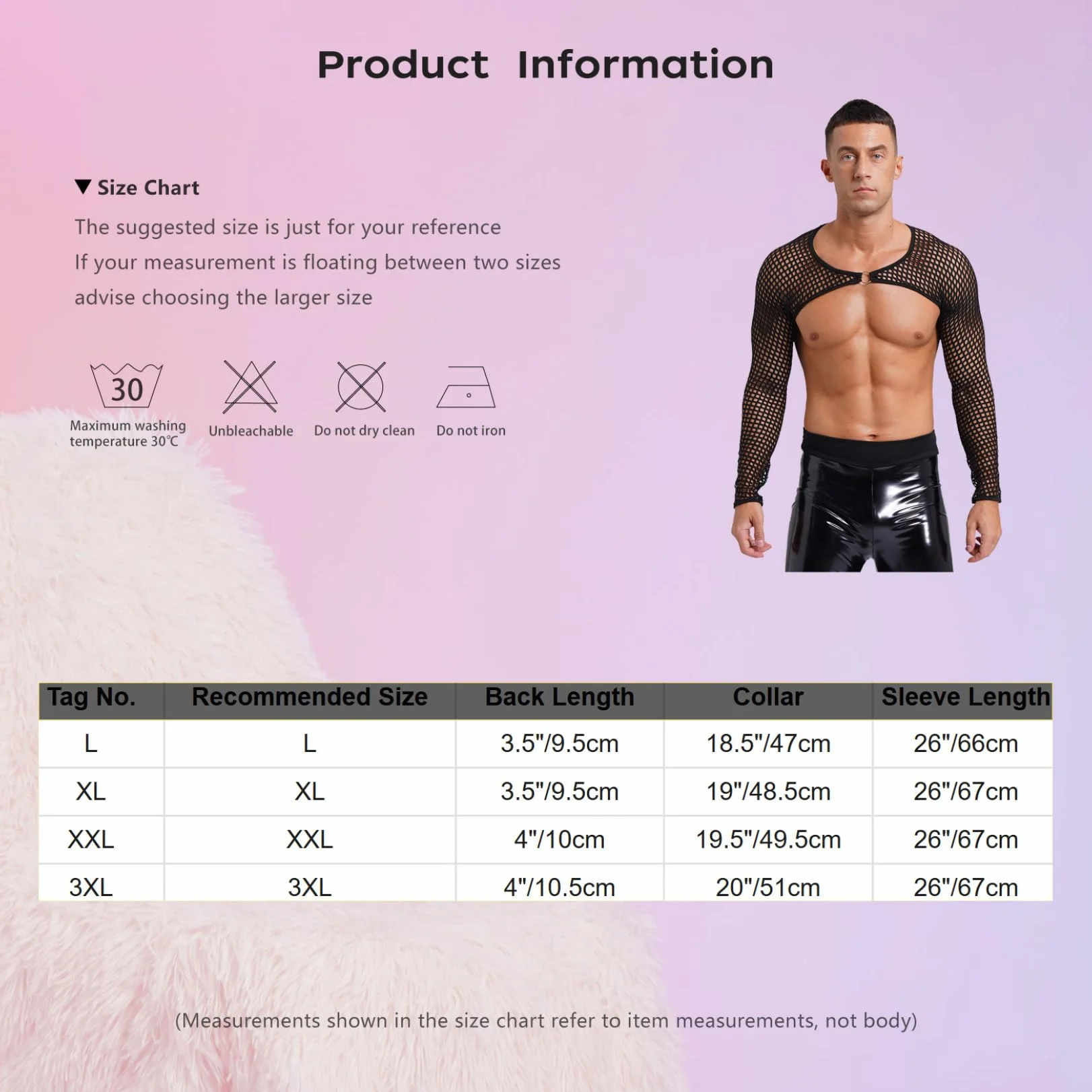 Męskie Lingerie Półprzezroczysta Siateczkowa Koszulka Crop Top Długa Rękaw