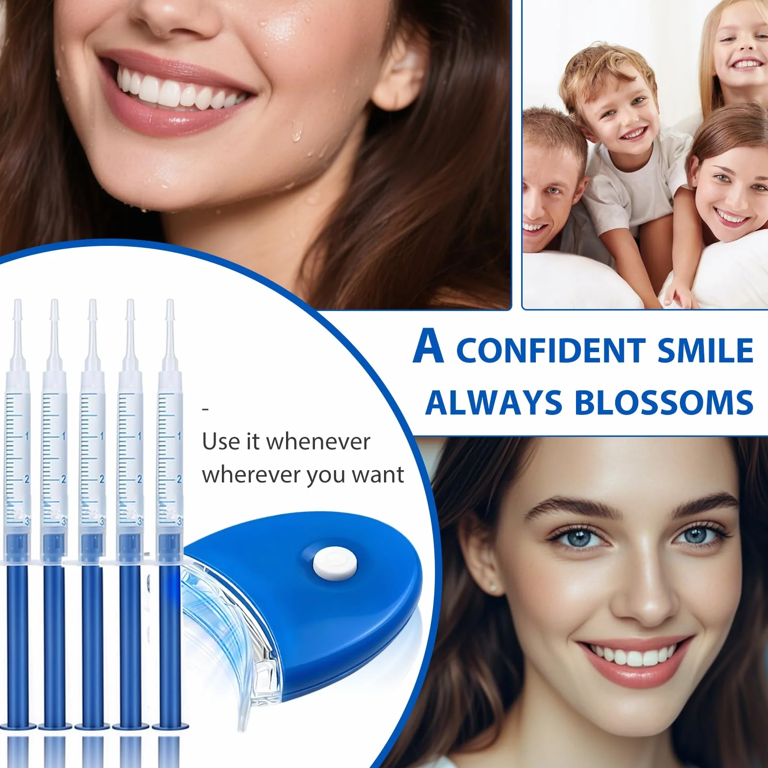 Kit Sbiancante Denti Professionale 5 Gel Sbiancante per Ridurre Macchie da Caffè Tè e Fumo Blu
