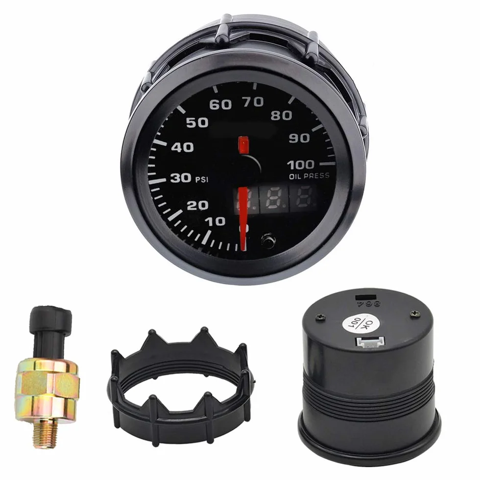 52mm Motore Auto Kit manometro dell'olio frantoio Puntatore Digitale Doppio Indicatore Luminoso a LED 7 Colori Universale