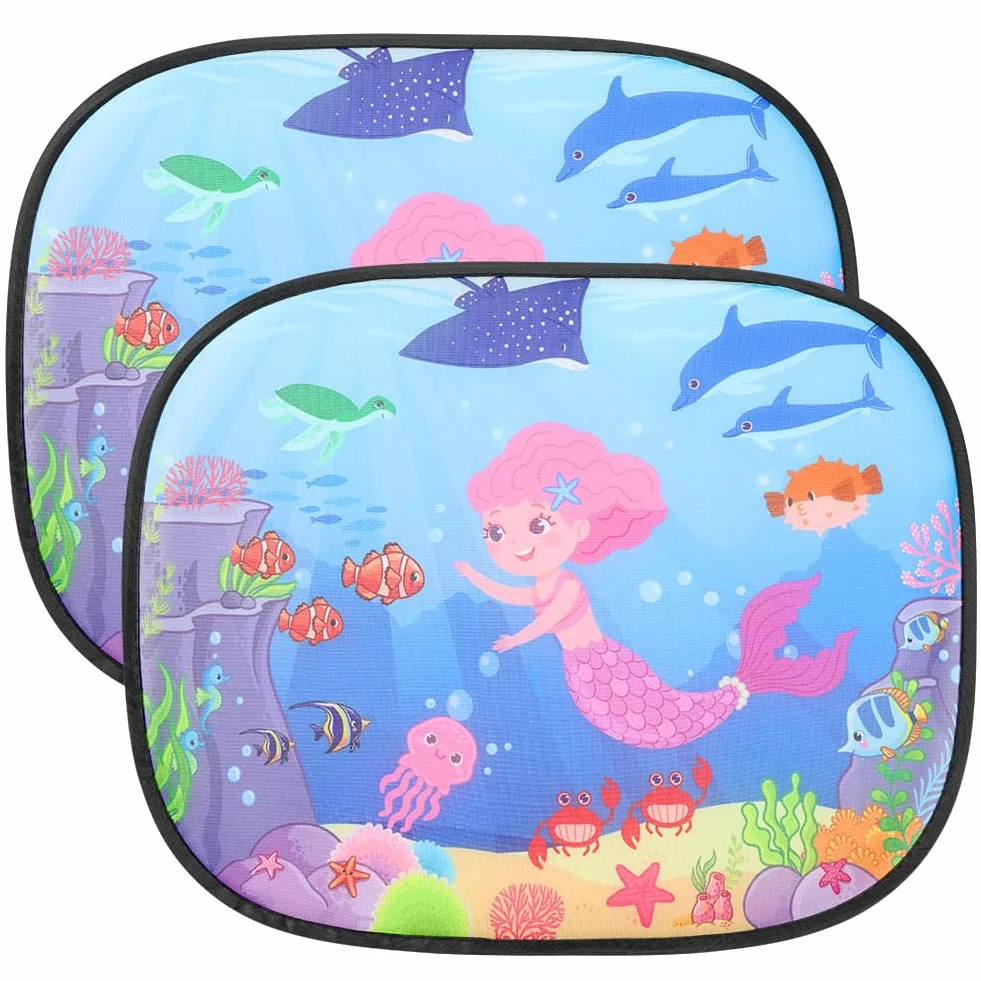 URAQT Parasole Auto Bambini, 2 Pezzi Oscuranti Finestrini Auto per Bambini e Neonati, 44 * 36CM Tendine Parasole Auto Bambini, Parabrezza per auto per bambini anti-ultravioletti(Mondo sottomarino)