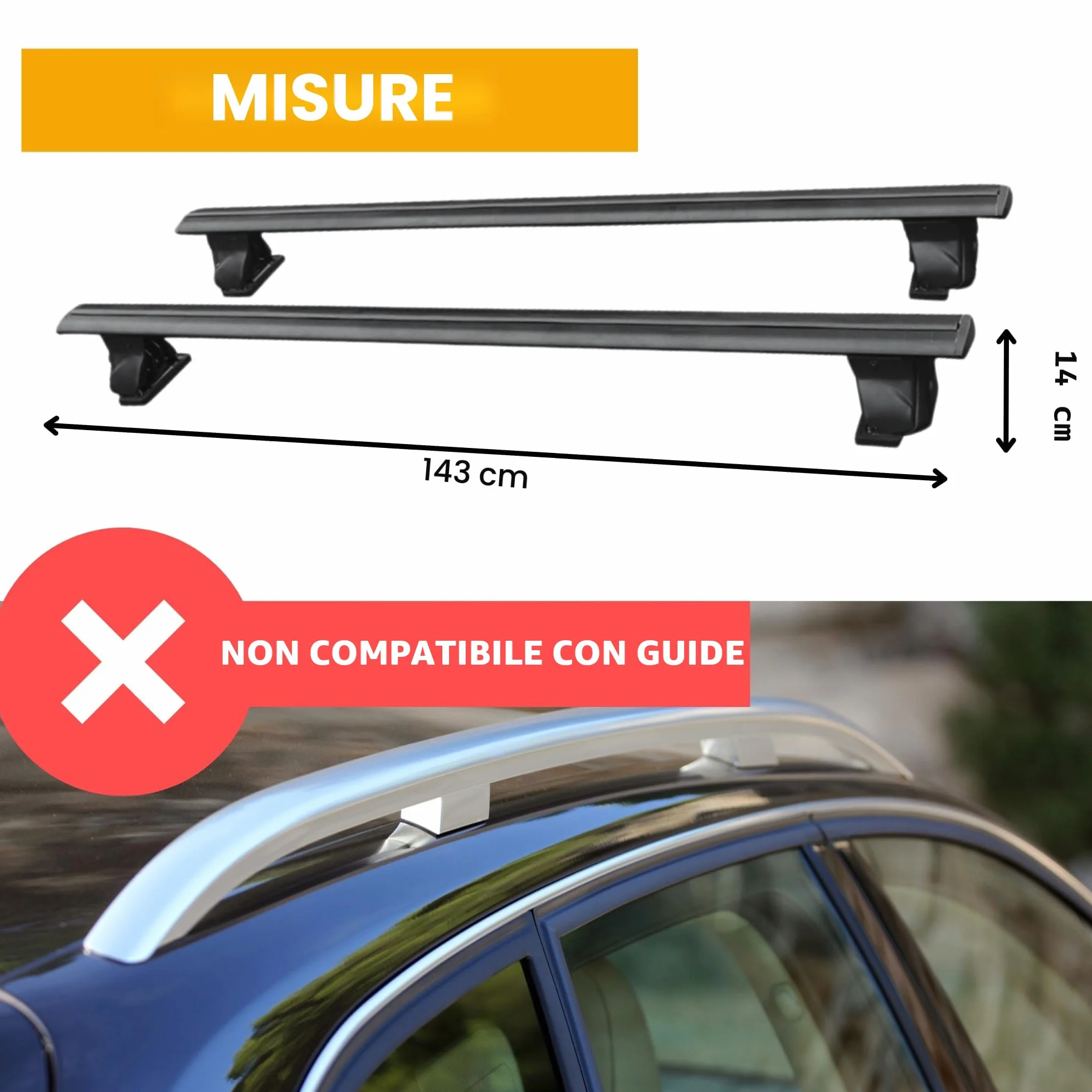 Barre Portatutto per Auto senza Railing Portapacchi da Viaggio