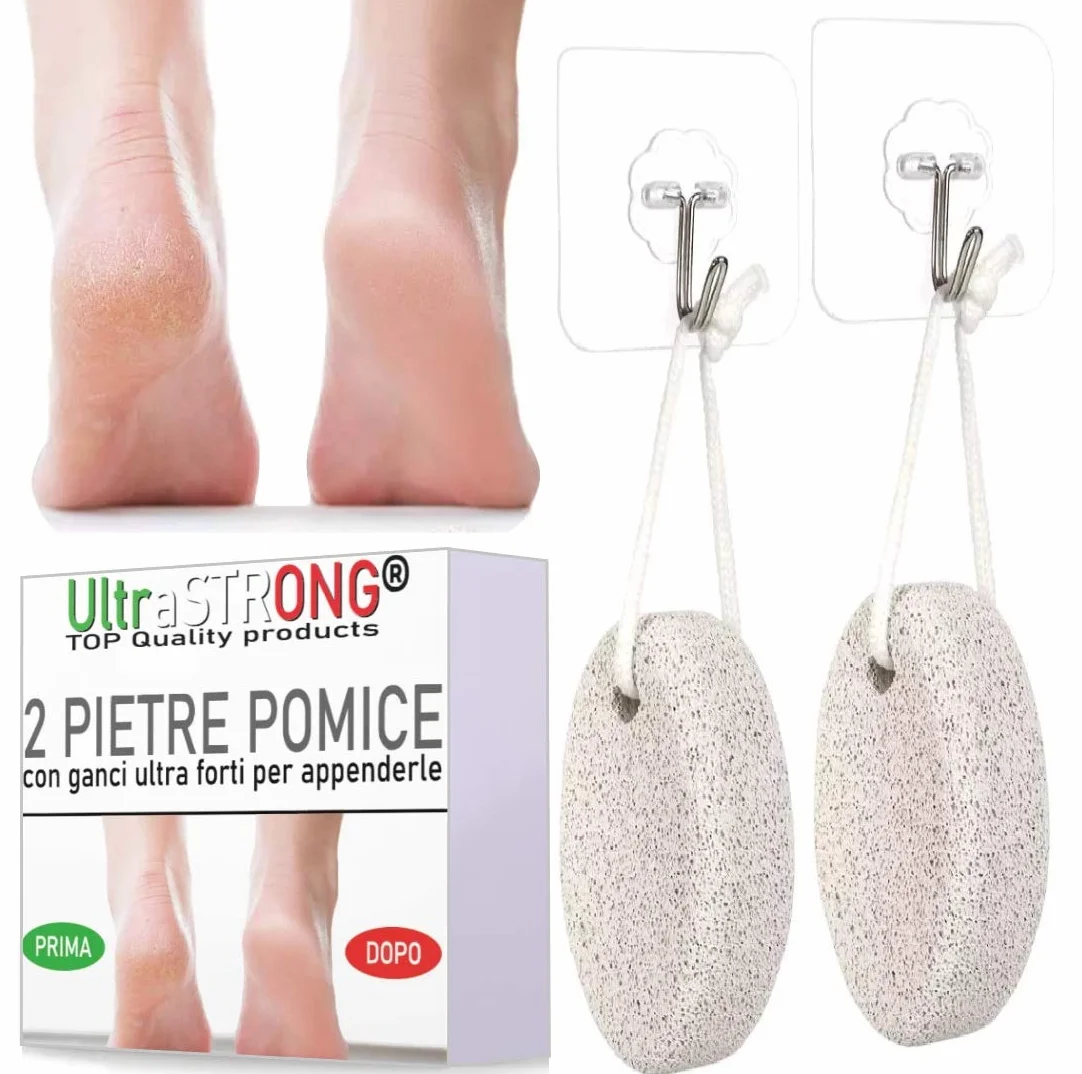Pietra Pomice Per Piedi UltraSTRONG 2 Pezzi - Esfoliante Piedi Pedicure Naturale Scrub Rimozione Pelle Morta Calli