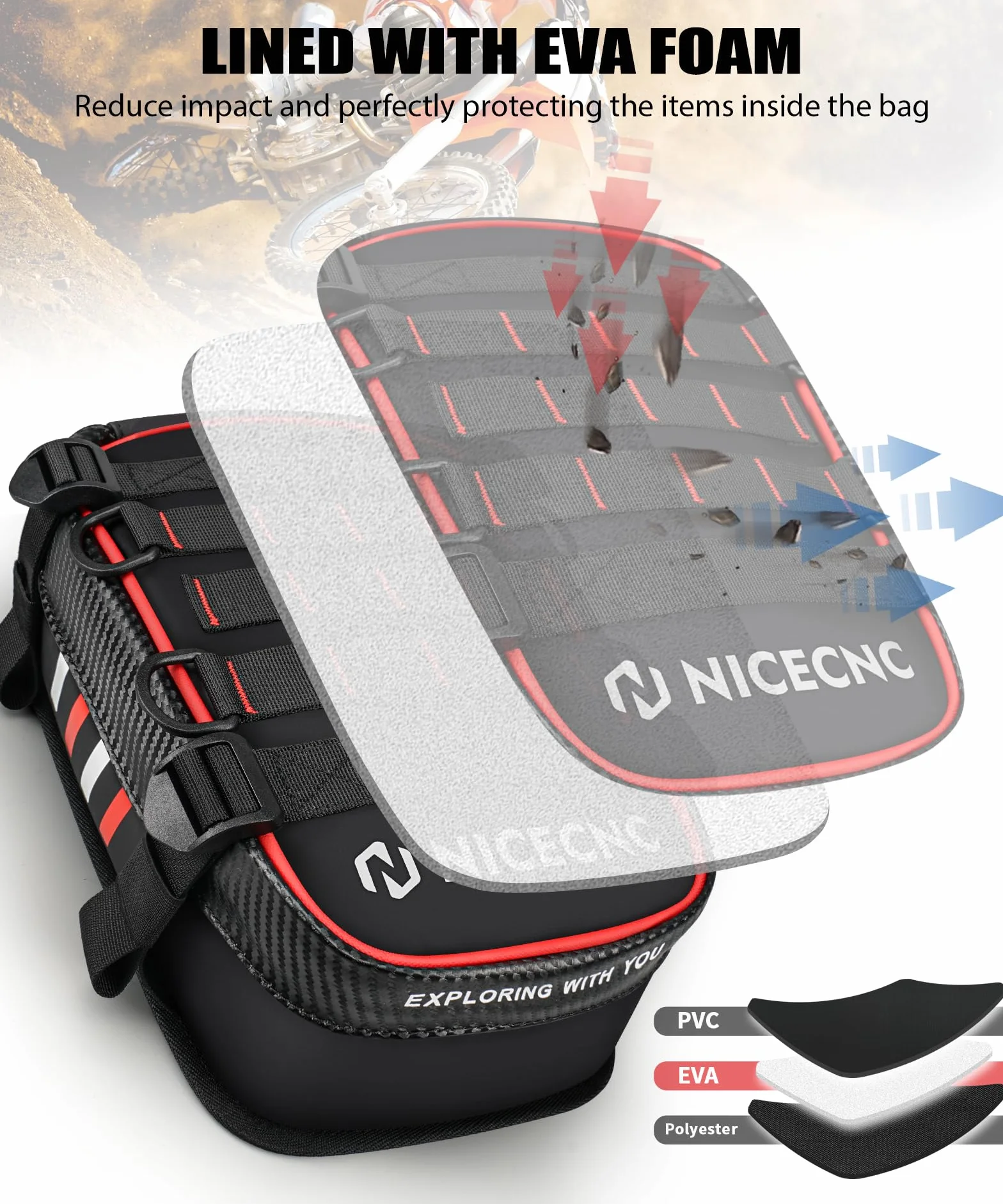 NICECNC Borsa Fender posteriore impermeabile per Dirt Bike Motocross Tool Organizzatore universale