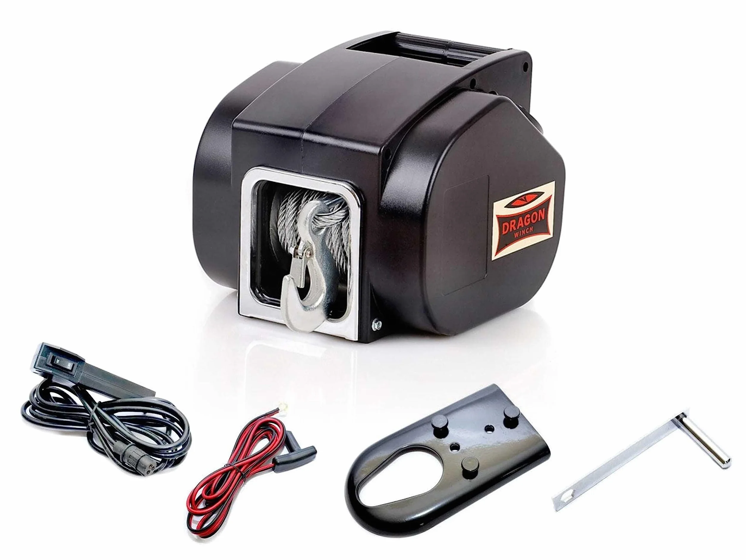 Verricello Elettrico Portatile 12V 5000 lbs 2267 kg Cavo Acciaio 9m DRAGON WINCH ATV UTV