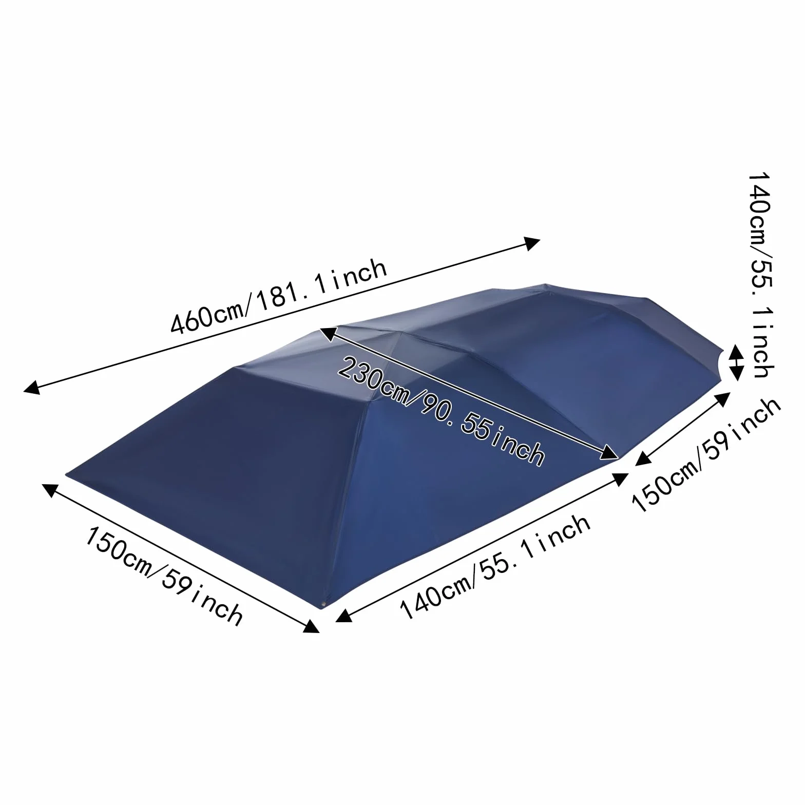 Tenda parasole semiautomatica per auto, 4,6 x 2,3 m, copertura per auto, portatile, parasole pieghevole, per auto, con coperte da sole, UPF 30 + (blu marino)