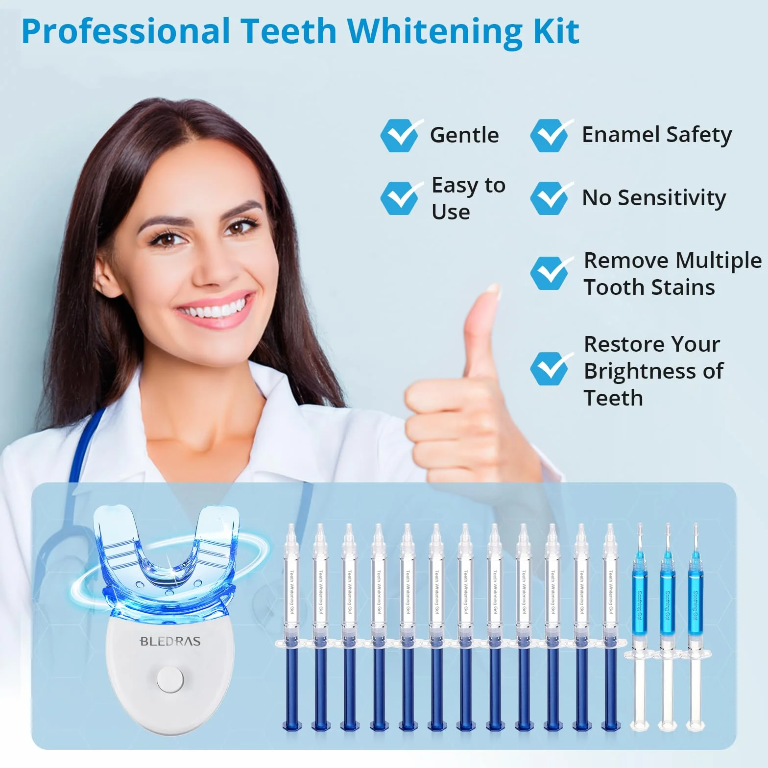 Bledras Kit Sbiancante per Denti Professionale 12 Gel 3 Lenitivi