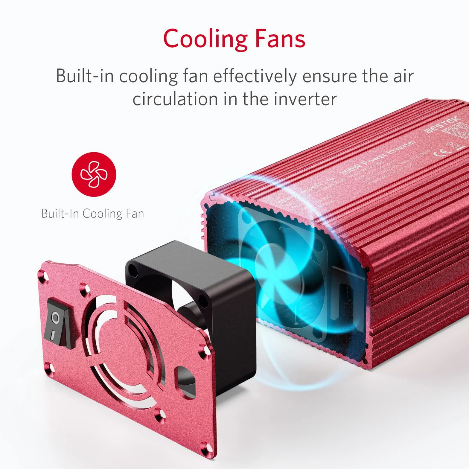 BESTEK 300W Inverter 12V 220V 2 USB Port 4.8A Power Inverter for Phone Pad Tablet