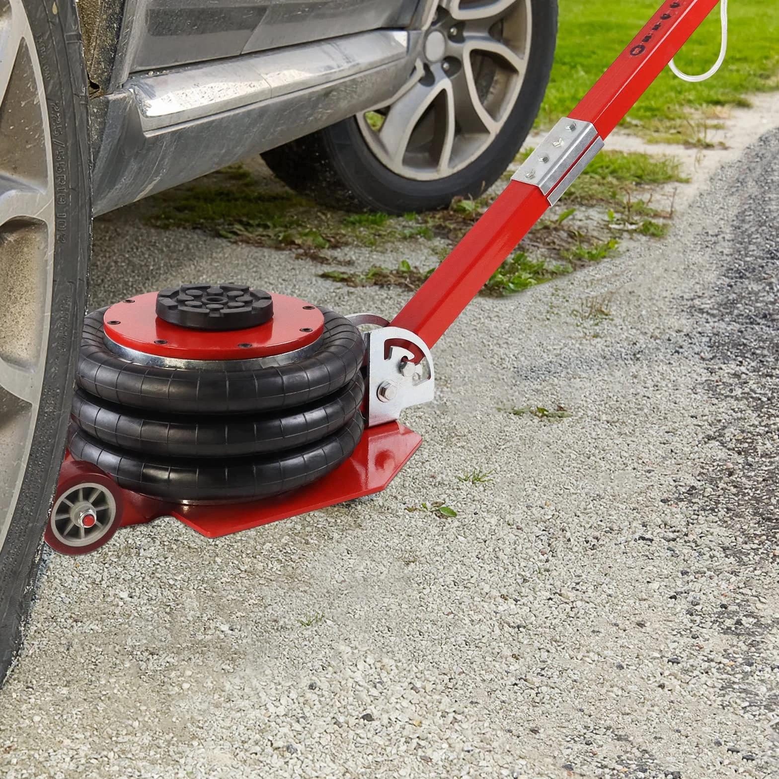 Froadp Martinetto Pneumatico per Auto Cric Pneumatica 3T 6600 Libbre Sollevatore con Impugnatura Regolabile Cuscino D'aria Cavalletto Rosso