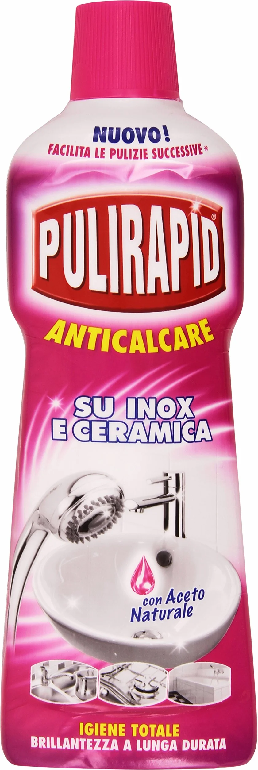 Pulirapid Anticalcare Detergente per Inox e Ceramica con Aceto Naturale 750 ml