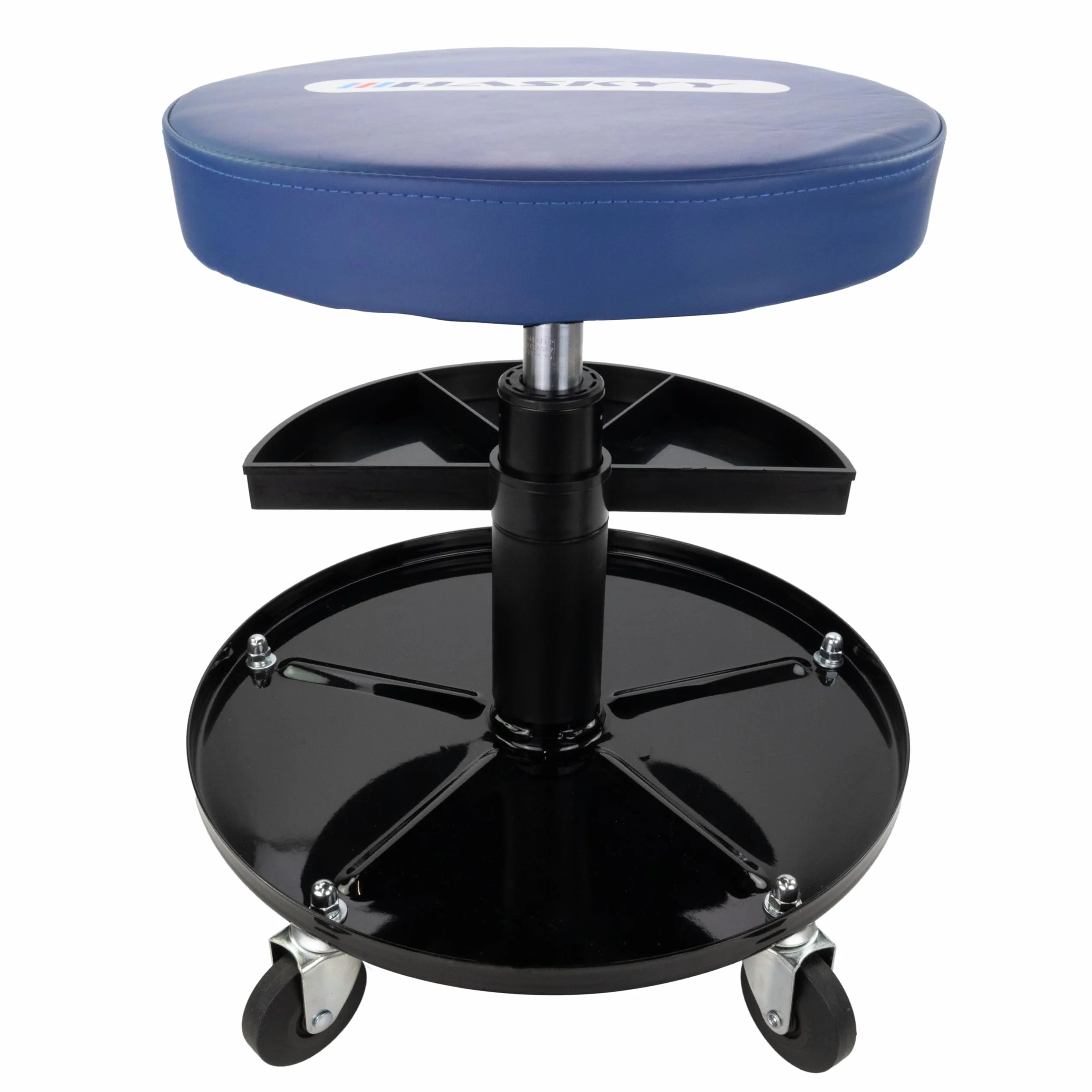 HASKYY Sgabello da officina BLU 5 ruote 2 ripiani altezza regolabile 410-540mm