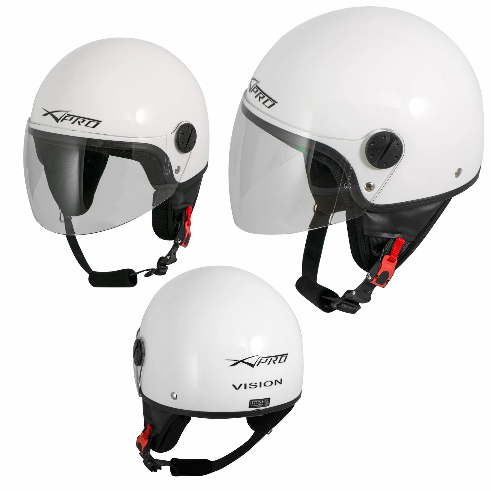 Casco Jet Demi Scooter Moto Omologato ECE 22 Visiera Antigraffio Bianco L