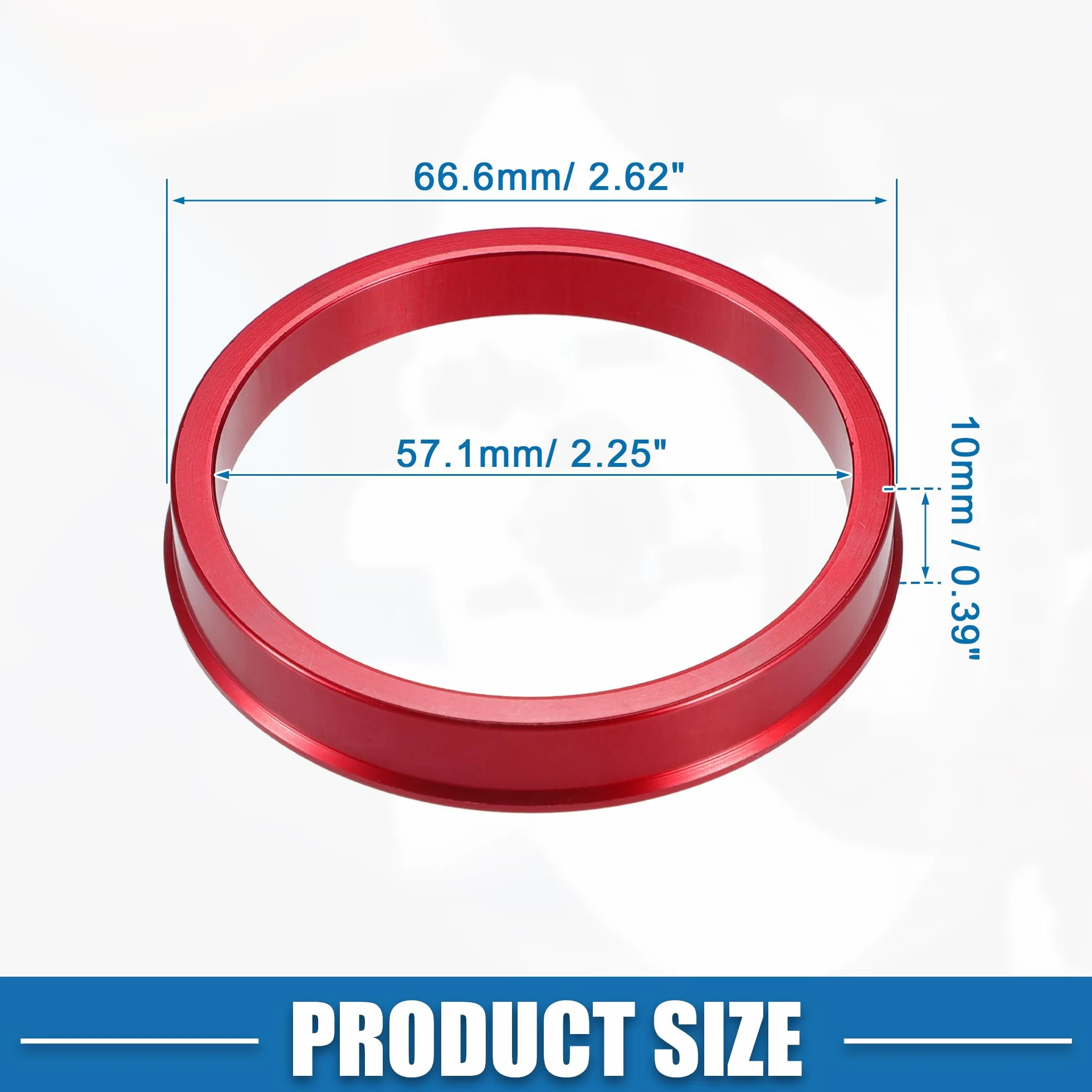 ABSOPRO Anelli Centrici per Mozzo Auto OD 66,6 mm ID 57,1 mm Set di 4 Alluminio Rosso