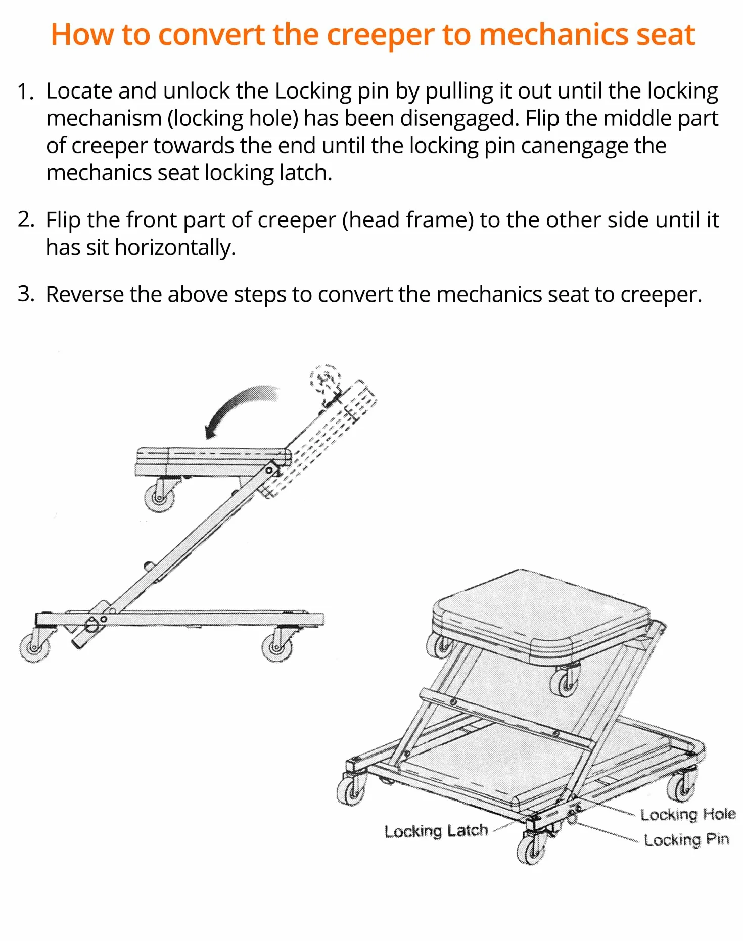 QWORK® Sgabello Officina, Carrello sotto Auto, con Ruote piroettanti a 360°