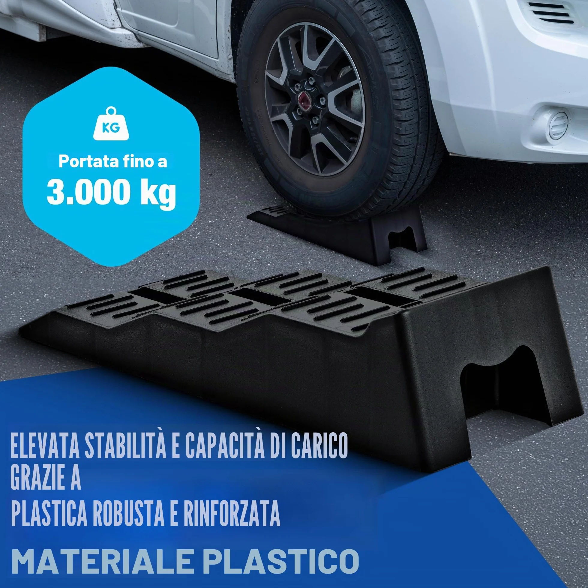 Set di cunei di livellamento per camper 3 livelli 3000 kg antiscivolo