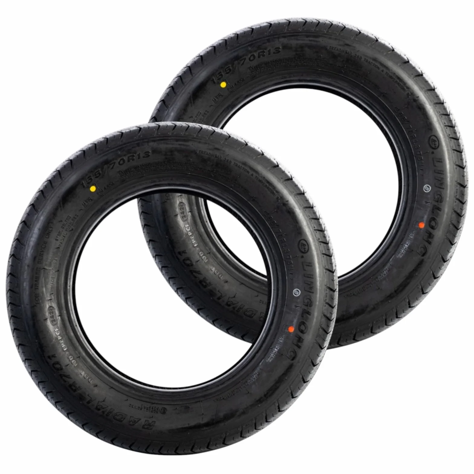 UNITRAILER Set di pneumatici per tutto l'anno 2x 155/70 R13 75N – Pneumatici per rimorchi da 13 pollici per rimorchi e caravan, ciascuno con capacità di carico di 387 kg, stabile per l'uso