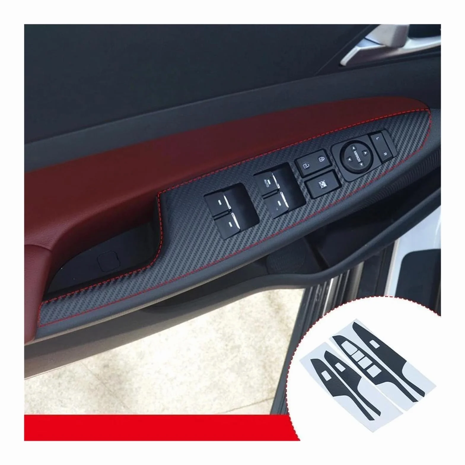 Accessori Tuning Kit per Hyundai per Tucson 2015-2018 4 Adesivi Fibra Carbonio per Pannello Controllo Sollevatore Finestrini