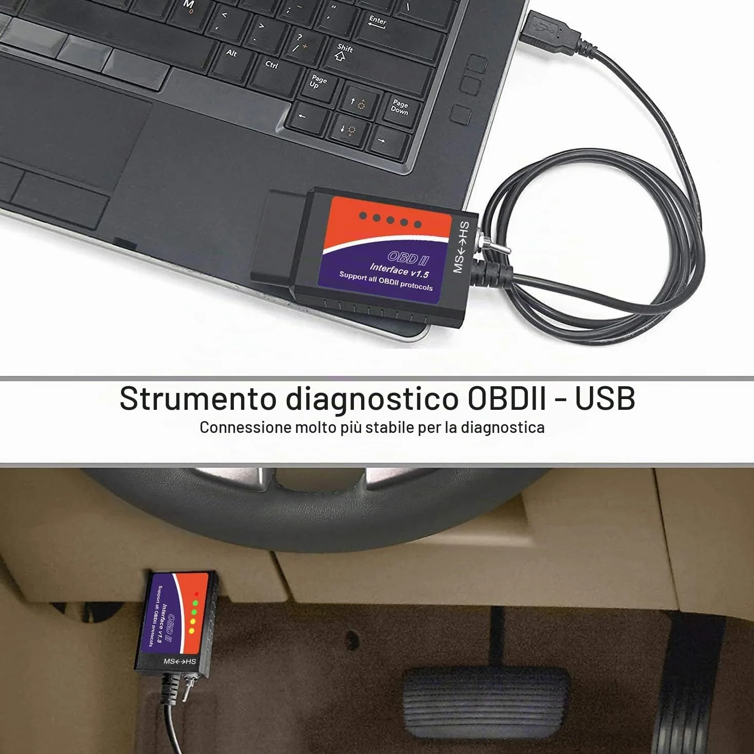 ELMconfig OBD2 Scanner USB Adattatore MS-CAN HS-CAN Diagnostico Professionale per Ford Mazda