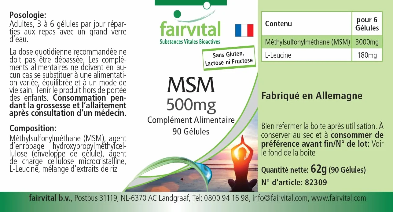 Fairvital MSM 500 mg 90 kapsułek metylosulfonylometan wegańskie
