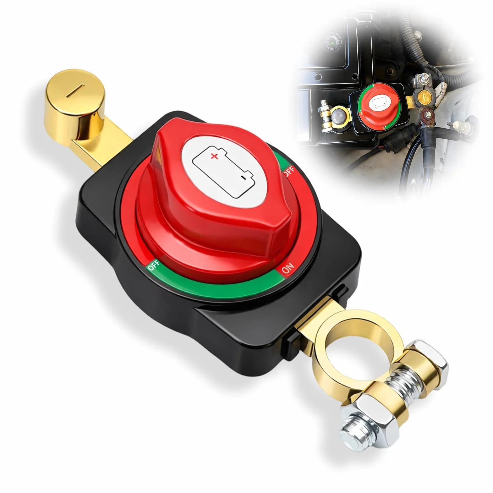 Interruttore Stacca Batteria 12V–48V 300A, Sezionatore Batteria Auto Impermeabile, Interruttore Principale Batteria per Auto, Camper, Barca, Yacht, Moto, Camion, Caravan e Uso Marino