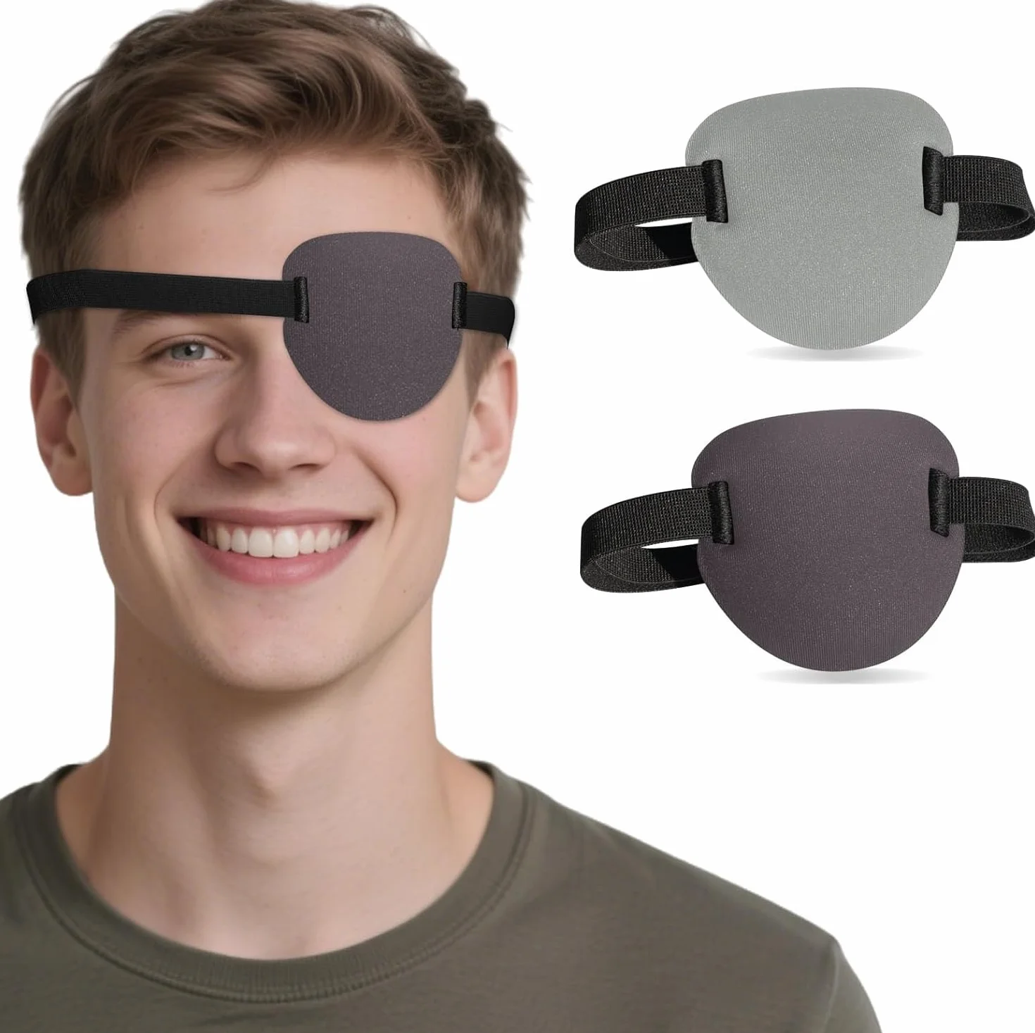 Cerotti 3D per occhio pigro ambliopia adulti bambini benda regolabile occhio destro sinistro copertura pirata grigio scuro chiaro