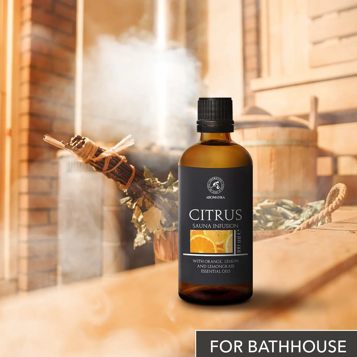 AROMATIKA Infusione per Sauna Agrumi 100ml Olio Essenziale Arancia Limone Citronella Aromaterapia